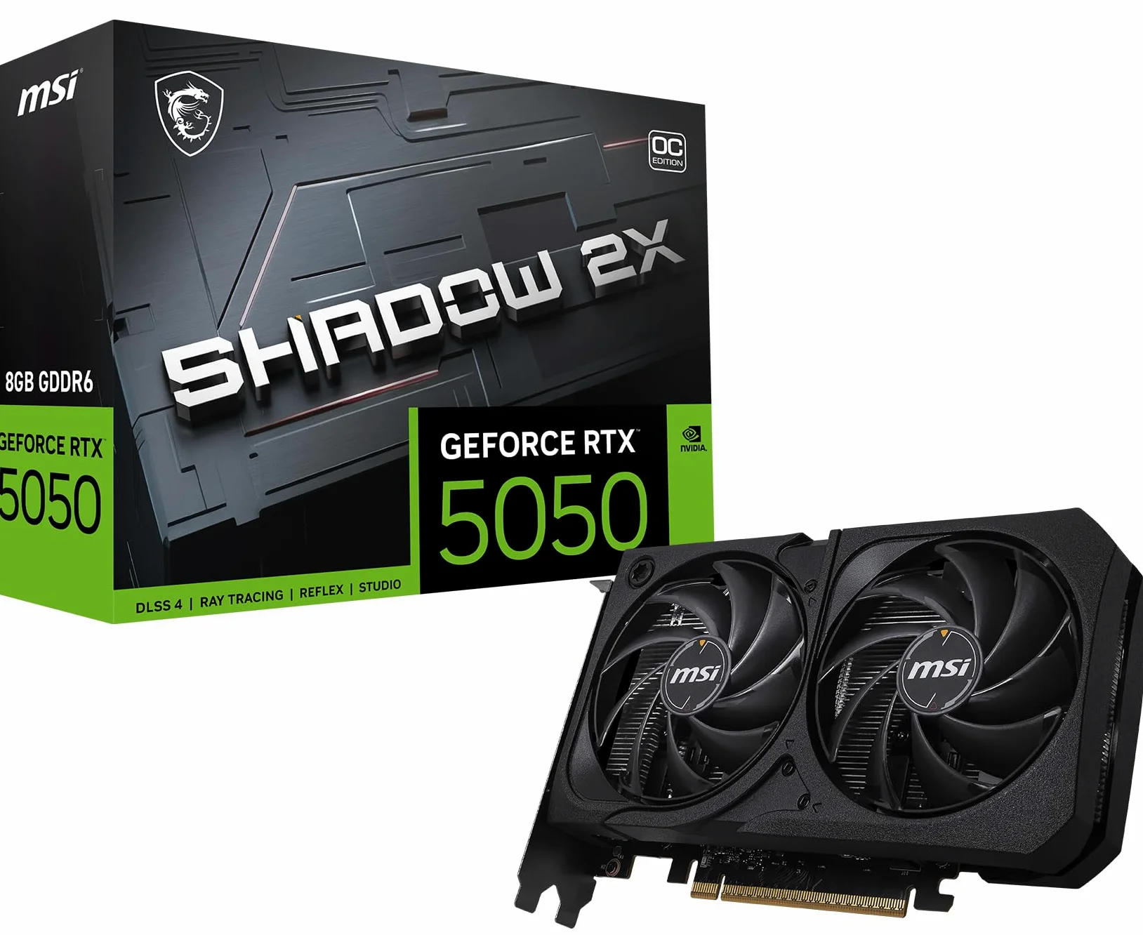 MSI Gaming RTX 5050 8G Shadow 2X OC Scheda grafica (8 GB GDDR6,128 bit, prestazioni estreme: 2617 MHz, DisplayPort x3 2.1a, HDMI 2.1b, NVIDIA Blackwell Architecture)