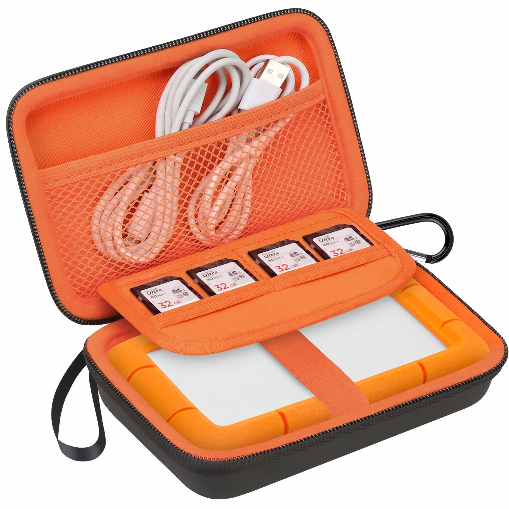 Lacdo Custodia Hard Disk Esterno per LaCie Rugged/Rugged Mini/Rugged Thunderbolt USB-C External Hard Drive Portable HDD LAC9000298 1TB 2TB 4TB 5TB EVA Borsa da viaggio protettiva antiurto, Orange