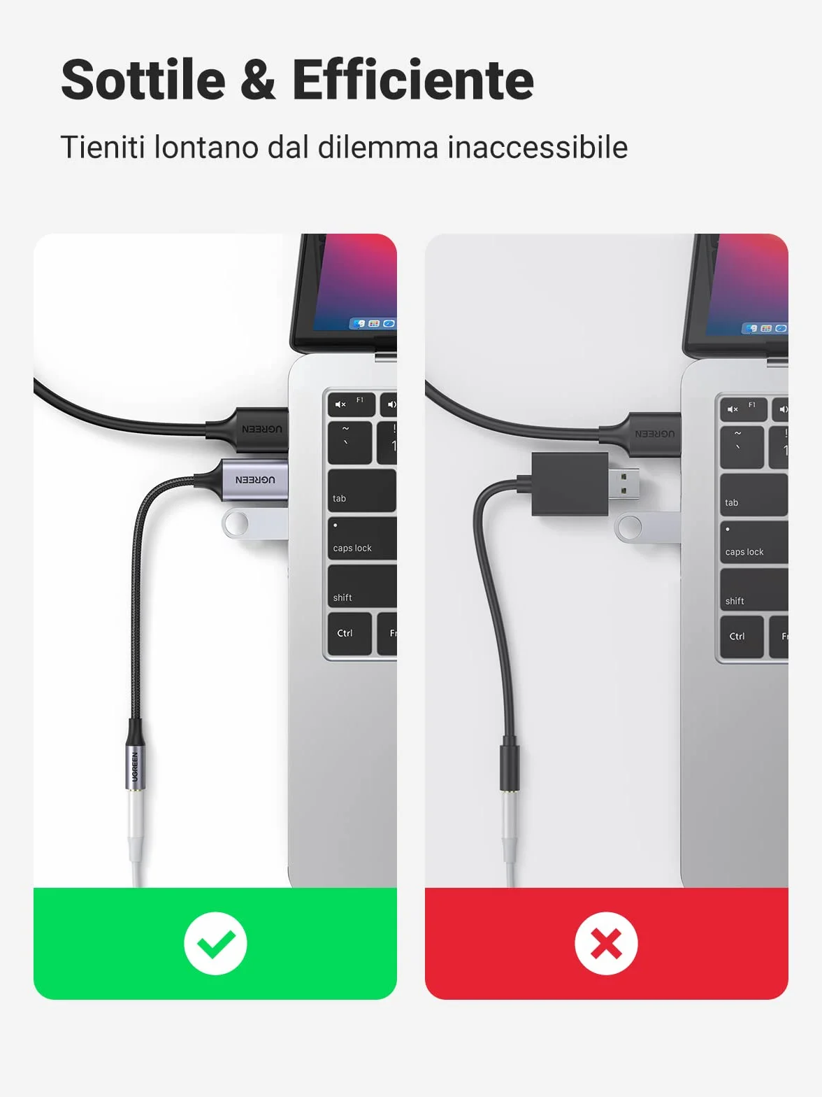 UGREEN Adattatore Audio USB a Jack 3,5 mm Scheda Sonoro Esterna Supporta 24bit 96KHz Adapter per Cuffie e Microfono Compatibile con PC Switch PS 4/5 Macbook Linux 25CM
