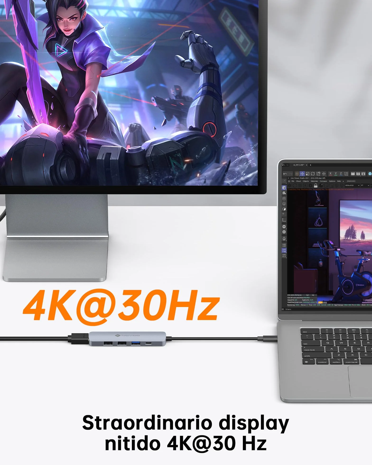NOVOO USB C Hub with HDMI 4K, 100W PD, 3 USB Data Ports USB C 5Gbps Dock USB C Adapter for iPhone 15/15 Pro, MacBook Pro/Air M1 M2, iPad Pro, Surface, XPS, Thinkpad, Galaxy and More