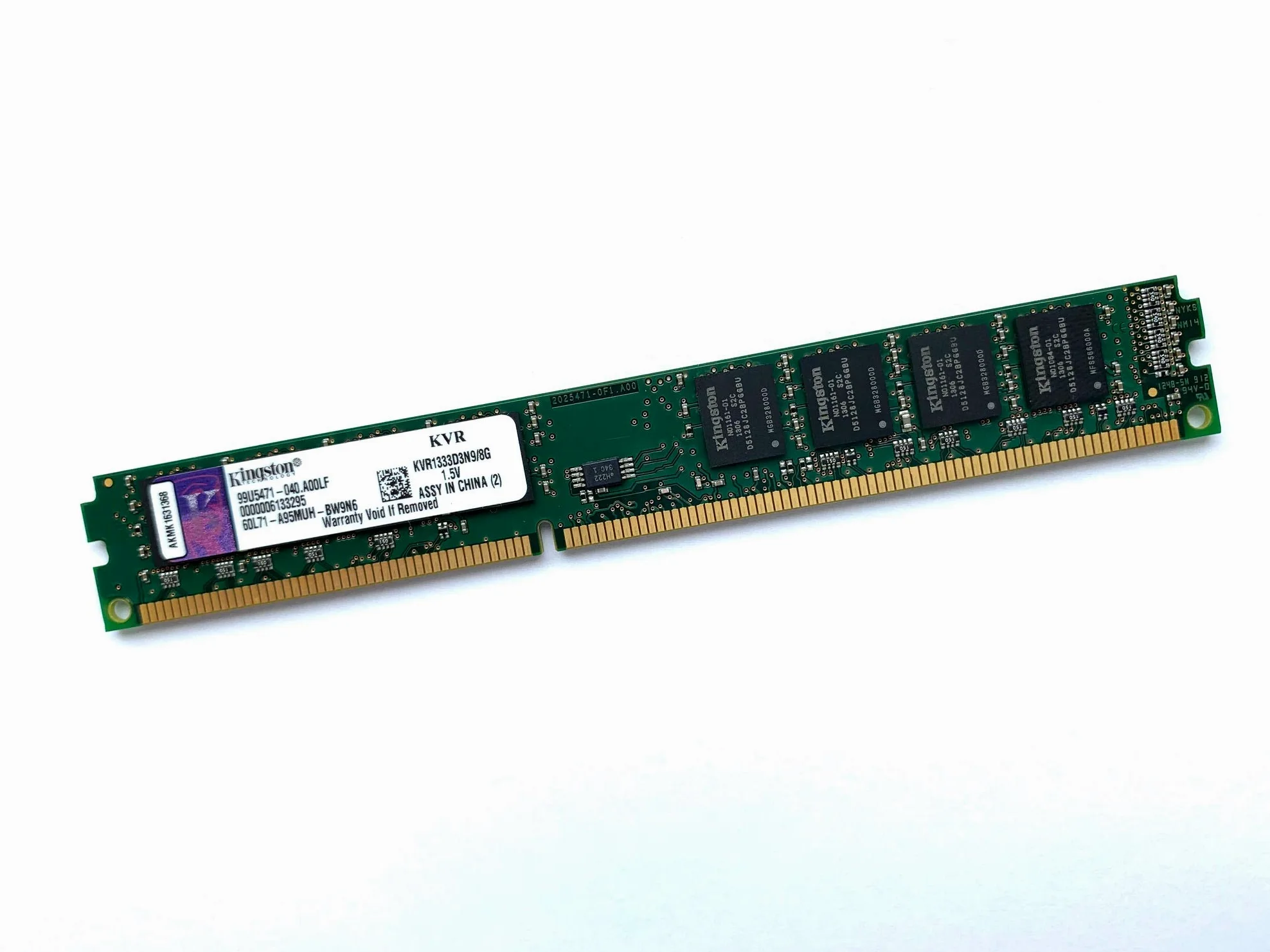 Kingston 4016138805765 - Modulo di memoria per PC ValueRAM KVR1333D3N9/8G, 1 x 8 GB DDR3-RAM 1333MHz CL9 9-9-27