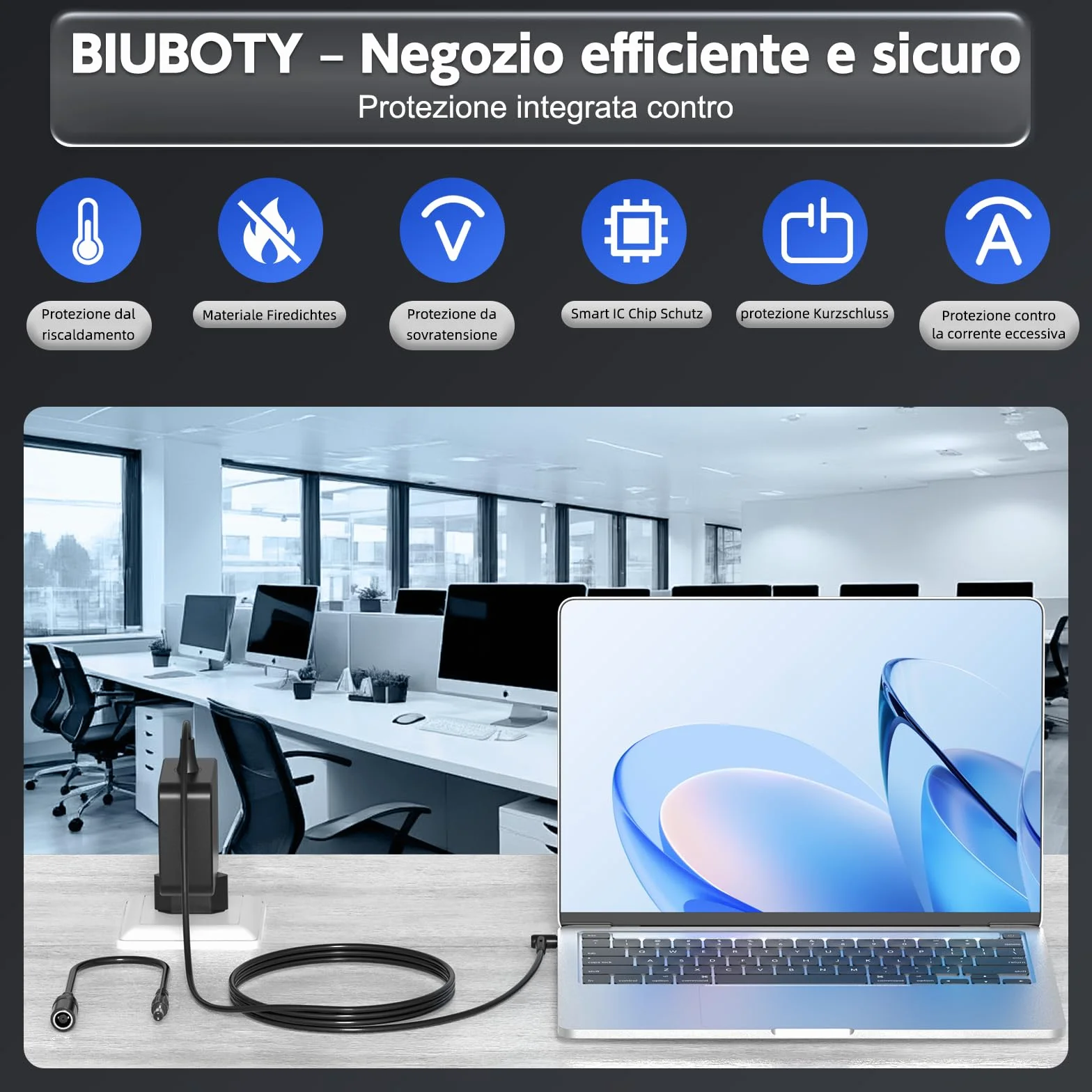 BIUBOTY Caricatore 45W Portatile 19V 2.37A Compatible con Asus Vivobook 14 15 Zenbook UX330 UX330U UX360 UX360C UX305 Q504U Q504UA Q302 Q302L Q302LA Notebook Alimentatore Caricabatteria 4.0 x 1.35mm