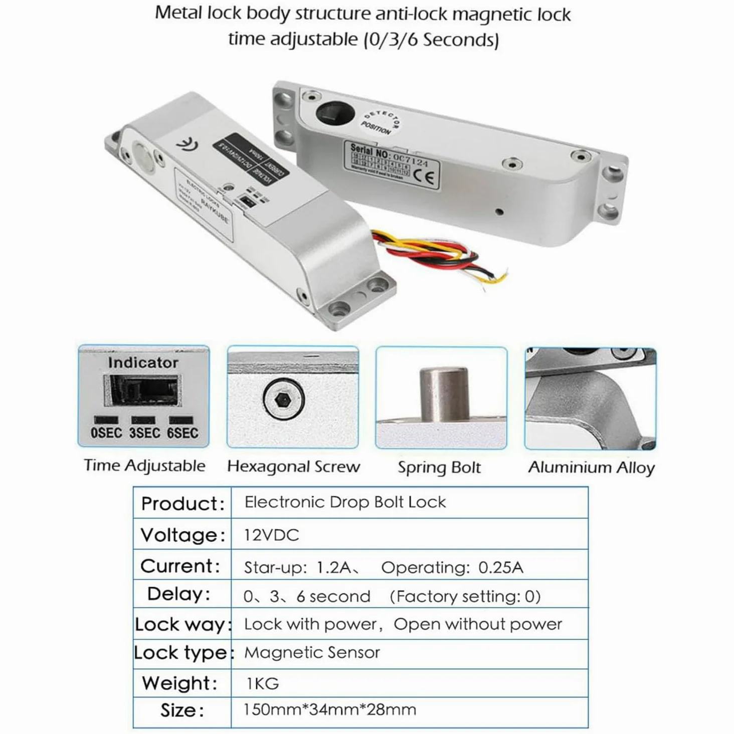 YAVIS TUYA WiFi Kit sistema di controllo di accesso, Tastiera tattile con impronte digitali con schermo impermeabile NFC WG26/34 RFID 125KHz/13.56MHz Lettore schede, Serratura a Bolt NC, Alimentatore