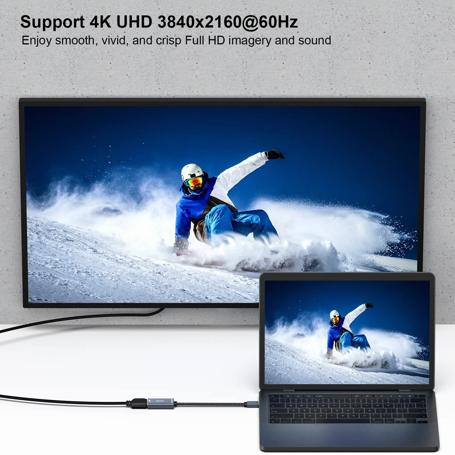 BENFEI Active Adattatore Mini DisplayPort (Thunderbolt 2) a HDMI 4K@60Hz, Unidirezionale Mini DisplayPort Computer a HDMI Monitor Per MacBook Air/Pro Microsoft Surface Pro/Dock Monitor Proiettore