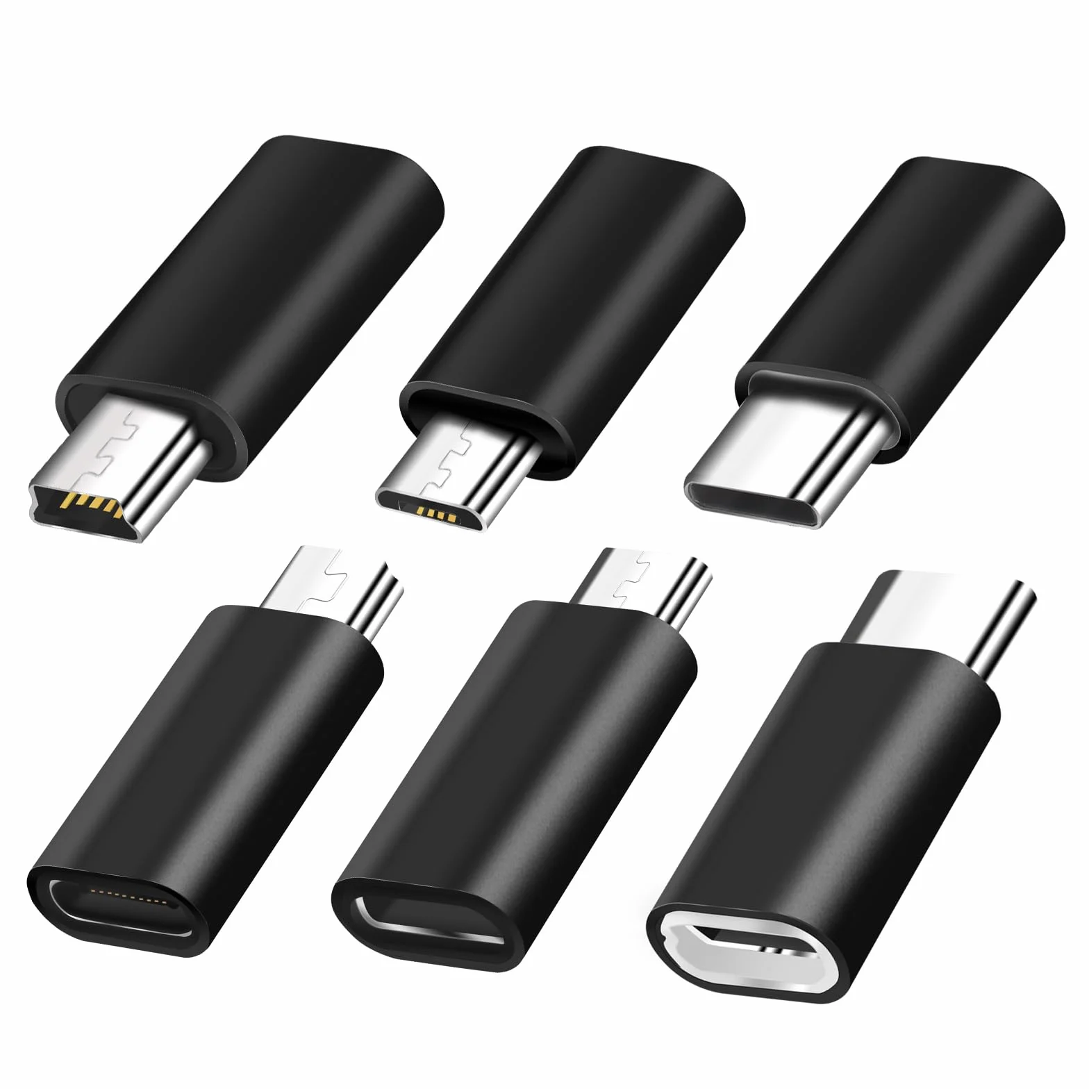 Adattatore USB C (6 pezzi), Adattatore da USB C a Mini USB, Adattatore da Micro USB a USB C, Compatibile con Computer Portatili, LG, Telefoni Cellulari ecc.