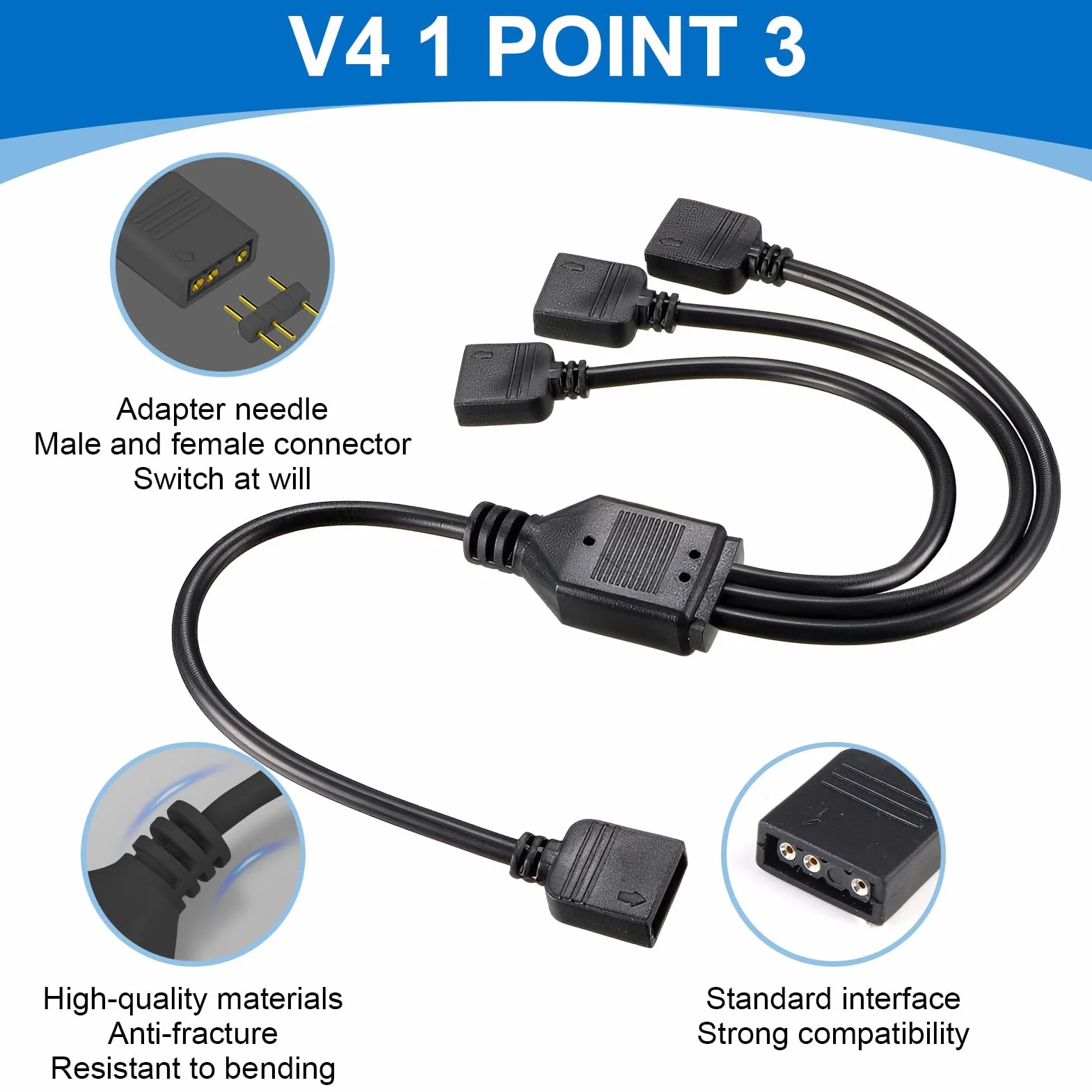 argb Controller con telecomando, controller da 5 V a 3 pin, alimentato da SATA, 14 chiavi per effetti di illuminazione RGB, adatto per ventole e strisce luminose, con cavo splitter da 1 a 3