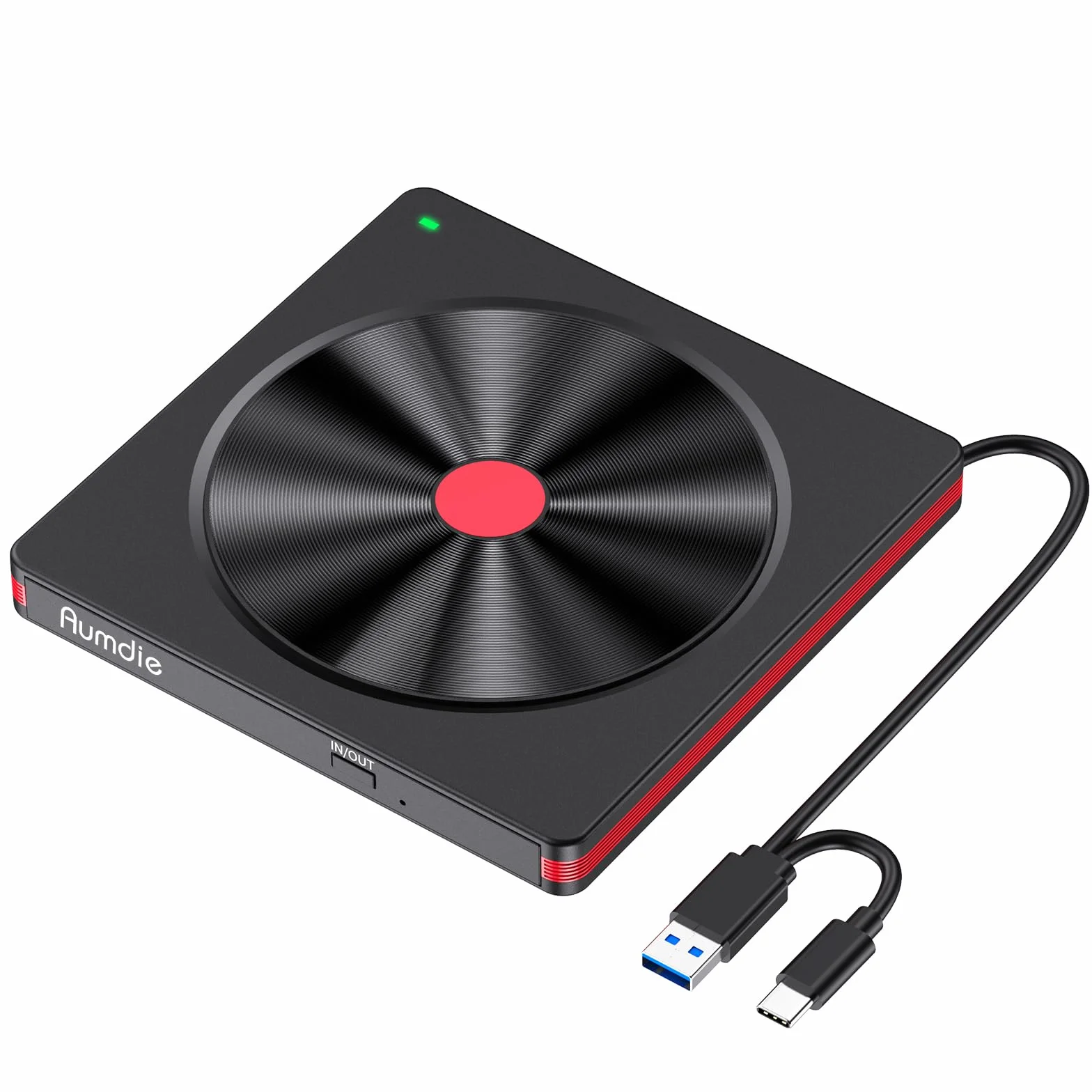 Lettore CD DVD Esterno per PC Portatile, Masterizzatore DVD Esterno, USB 3.0 Unità CD/DVD Esterne, Lettore DVD per PC Windows 11/10/8.1/7/XP/Vista Linux Mac OS Laptop Desktop Macbook NeroRosso