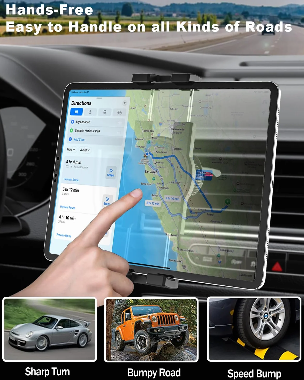 Supporto Tablet Auto Bocchette Aria, Porta Tablet Macchina Presa D'aria | Clip di Aggiornamento Non Agitare Mai - per iPad Mini Air Pro, Galaxy Tab, Kindle Fire, Telefono, 4-13"
