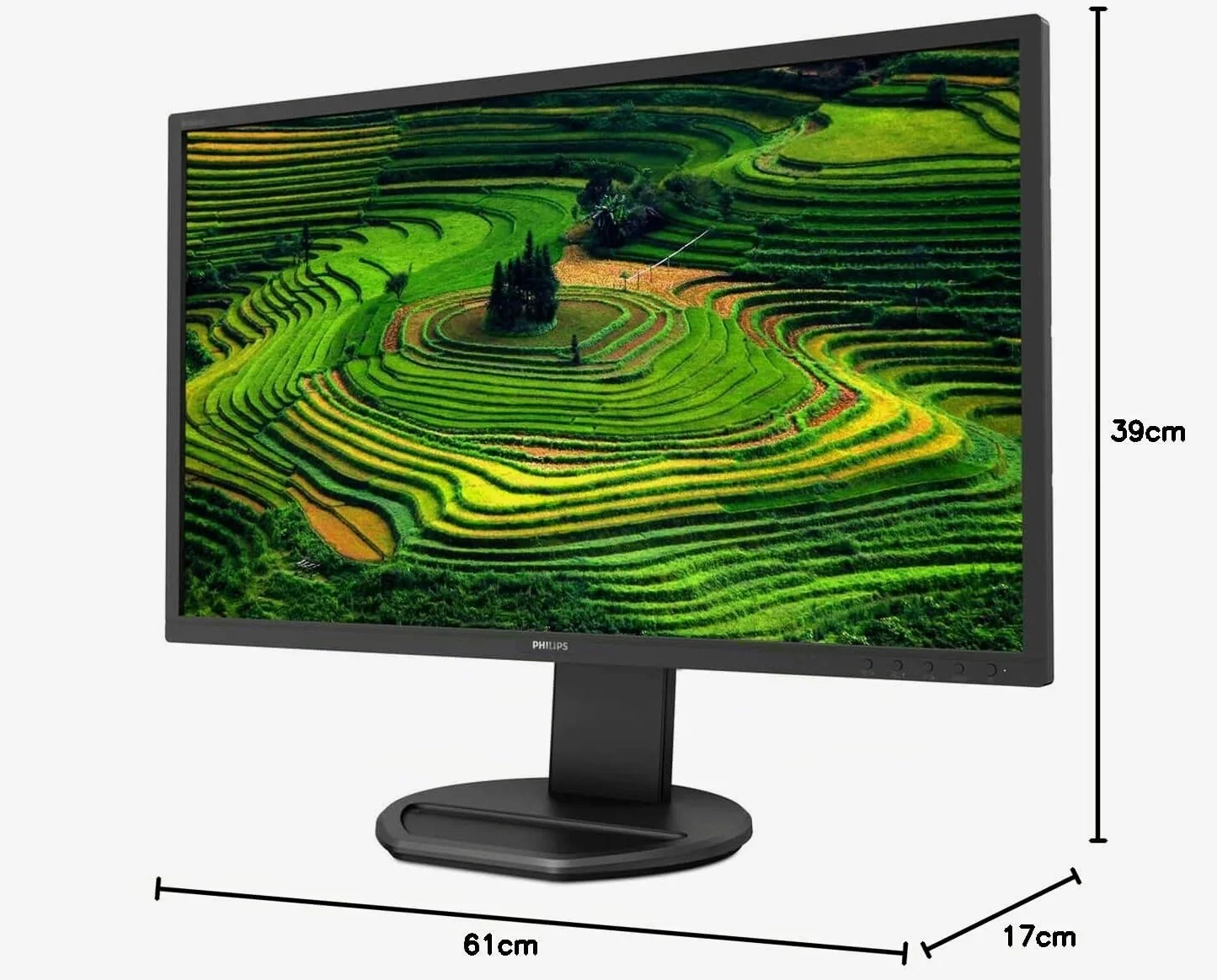 Philips 221B8LJEB Monitor, 22" LED, Full HD, HDMI, Display Port, DVI, VGA, Hub USB, 1ms, Regolabile in Altezza, Girevole, Pivot, Inclinabile, Casse Audio Integrate, Flicker Free, Vesa, Nero