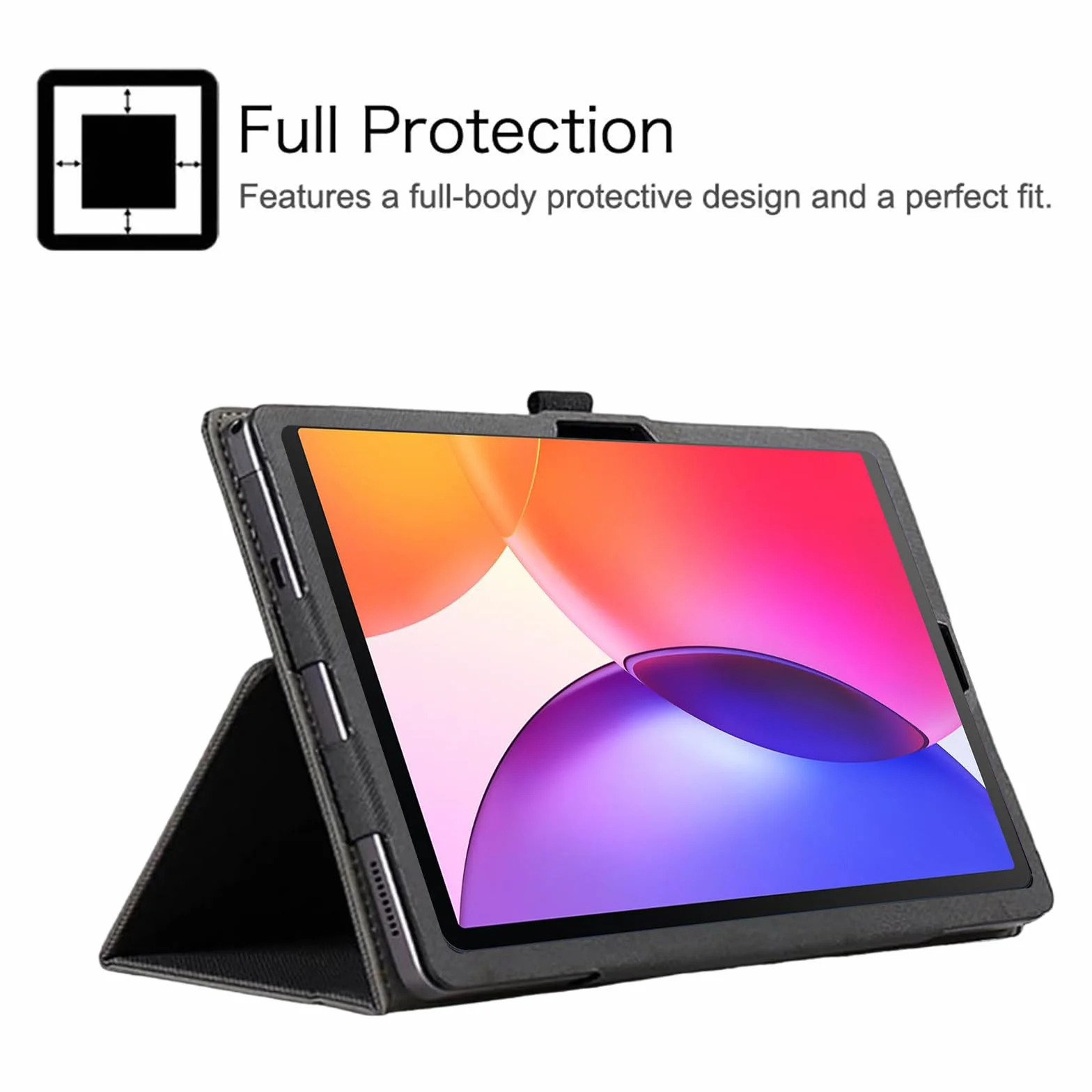 MEMELOKA Custodia per TCL Tab A1 Plus 12.2 Pollici, Leggera e Sottile Custodia in Pelle PU con Cinturino da Polso, Morbido Cover con Funzione di Supporto, Nero