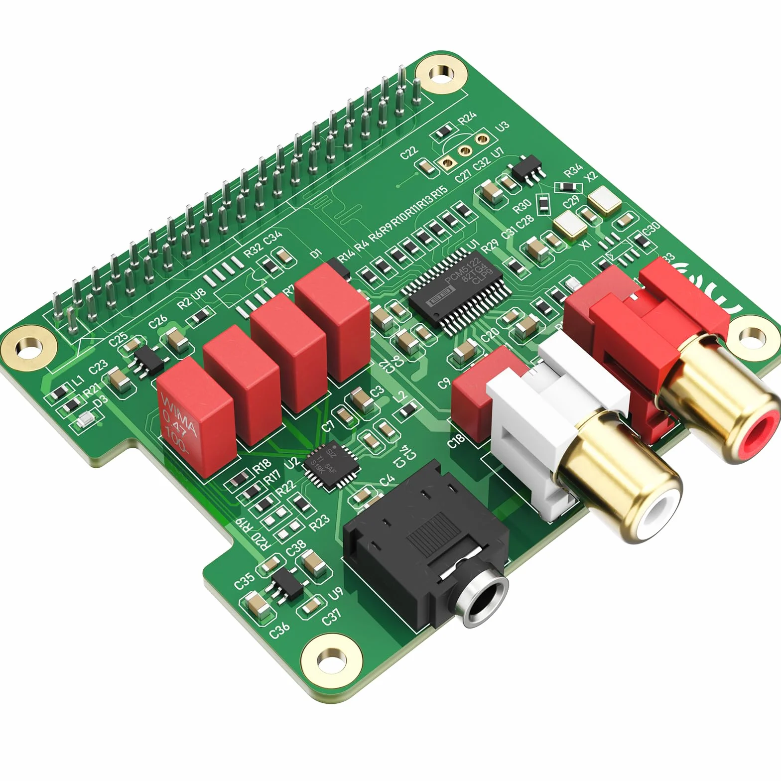 InnoMaker Scheda Audio DAC HiFi HAT per Raspberry Pi 5/4/3B+/Zero | PCM5122 384kHz/32bit con DOP | Doppi Oscillatori, Uscita RCA/3.5mm (112dB SNR)