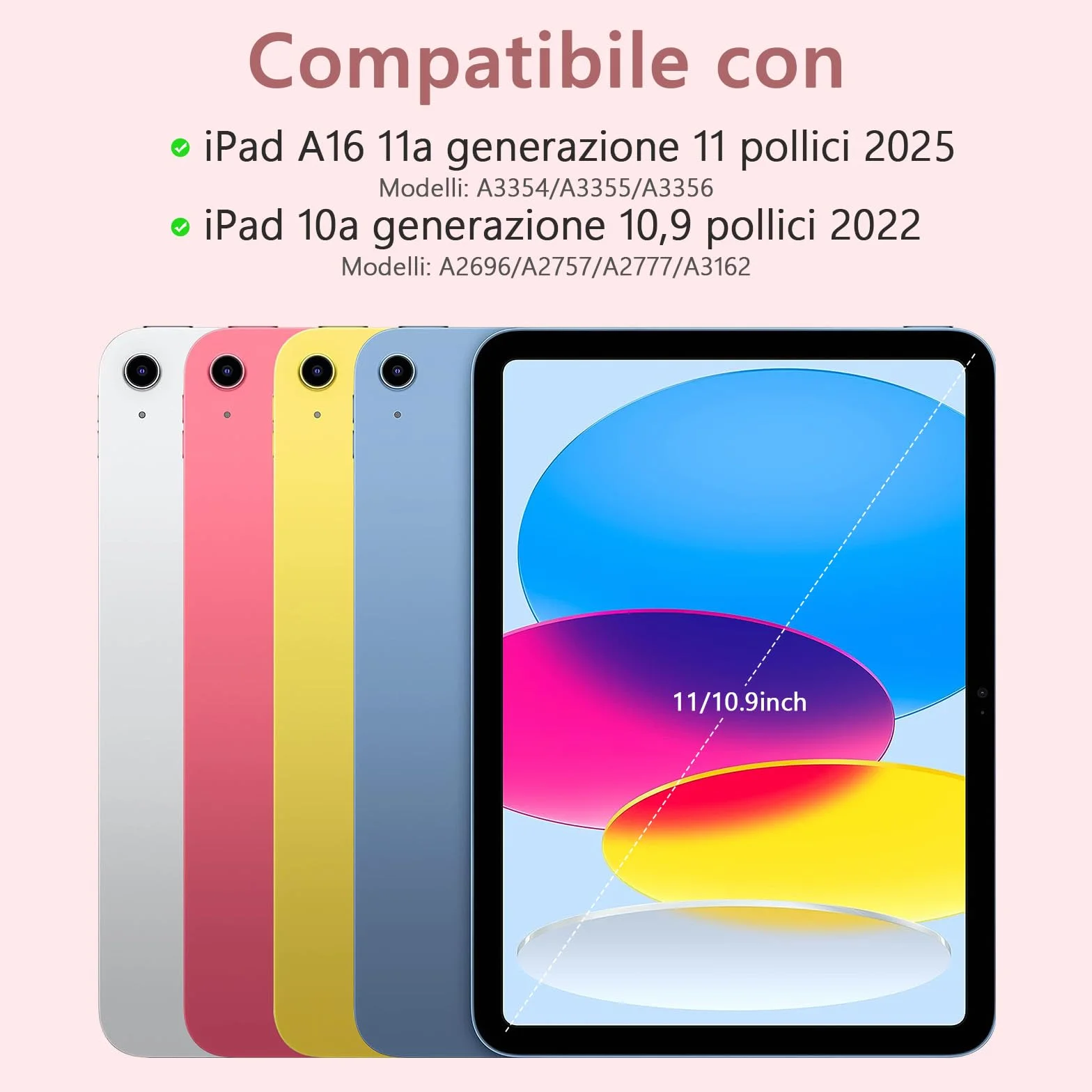TQQ Cover iPad 10 Generazione con Tastiera/(A16) 11 Generation (11/10.9 pollici, 2025/2022), Italiano QWERTY Layout, Tastiera Bluetooth Staccabile Compatibile con iPad 11/10