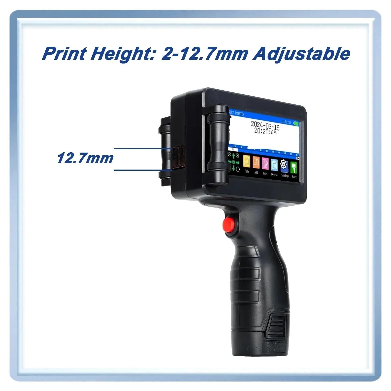 Stampante a getto d'inchiostro portatile 1755PLUS da 12,7 mm, senza inchiostro, stampante for codice a barre QR, logo, data Su Cartone, Legno