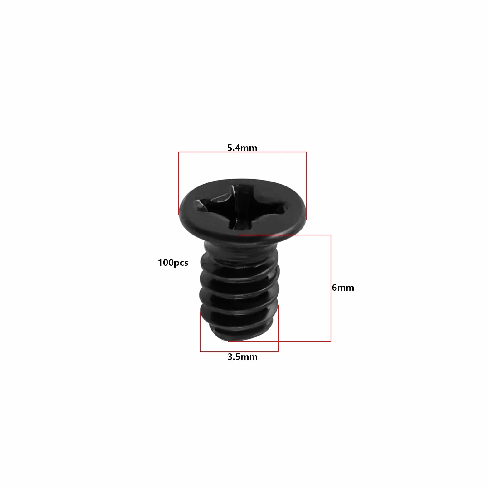 ECSiNG 100 Pezzi Vite A Testa Svasata Nera Testa Piatta Phillips 3,5x6mm Adatta per unità Disco Rigido PC da 3,5 Pollici (UNC 6-32)
