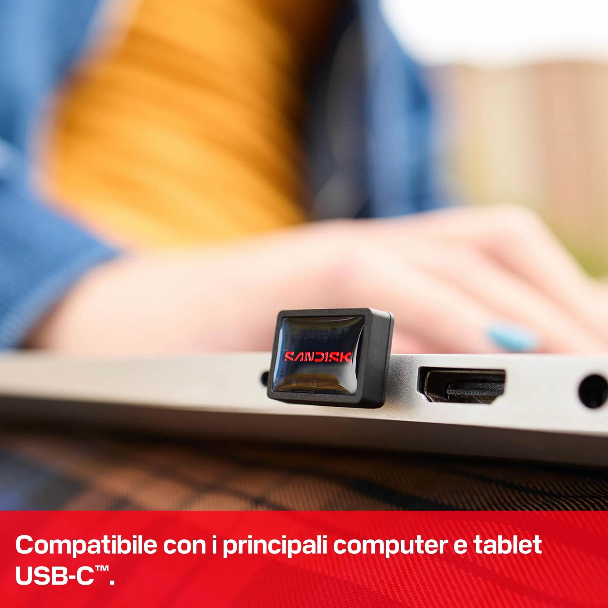 SANDISK Extreme Fit, Unità Flash USB-C 256 GB (Velocità di lettura fino a 400 MB/s, USB 3.2 Gen 1, USB Type-C, storage plug-and-stay, l'app SANDISK Memory Zone)