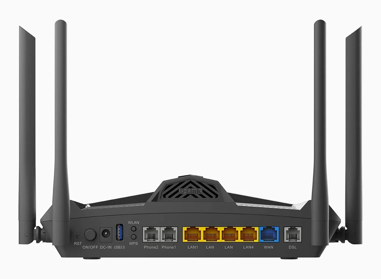 D-Link DSL-X1852E Modem Router Wi-Fi 6 AX1800 ADSL2+/VDSL2 con VoIP, Dual Band, 4 Porte Gigabit LAN, Porta WAN Gigabit, USB 3.0, WPA3, QoS, Antenne Esterne
