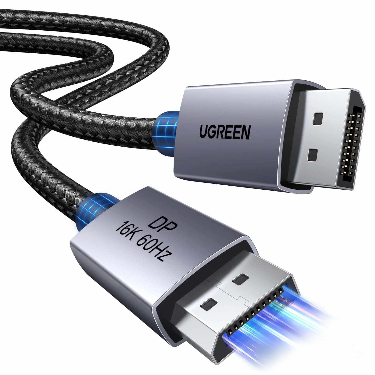 UGREEN Cavo DisplayPort 2.1 16K 60Hz 8K 120Hz 4K 240Hz 2K 360Hz 80Gbps Cassa in Lega di Alluminio 2M