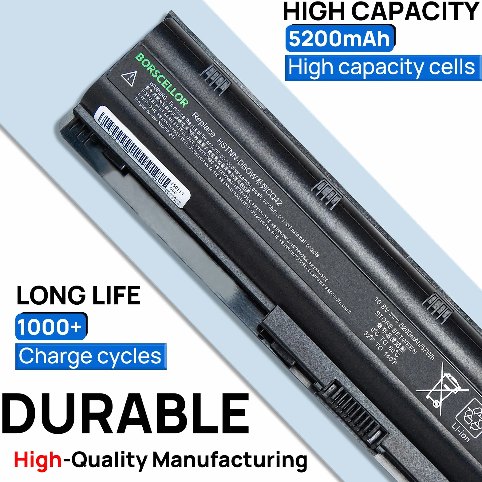 MU06 CQ42 593553-001 Batteria MU09 di ricambio per laptop HP G62 Pavilion G6 G7 593554-001 593562-001 636631-001 HSTNN-LB0W HSTNN-DBOW HSTNN-Q62C CQ32 CQ43 CQ56 CQ62 CQ72 CQ57 G32 G42