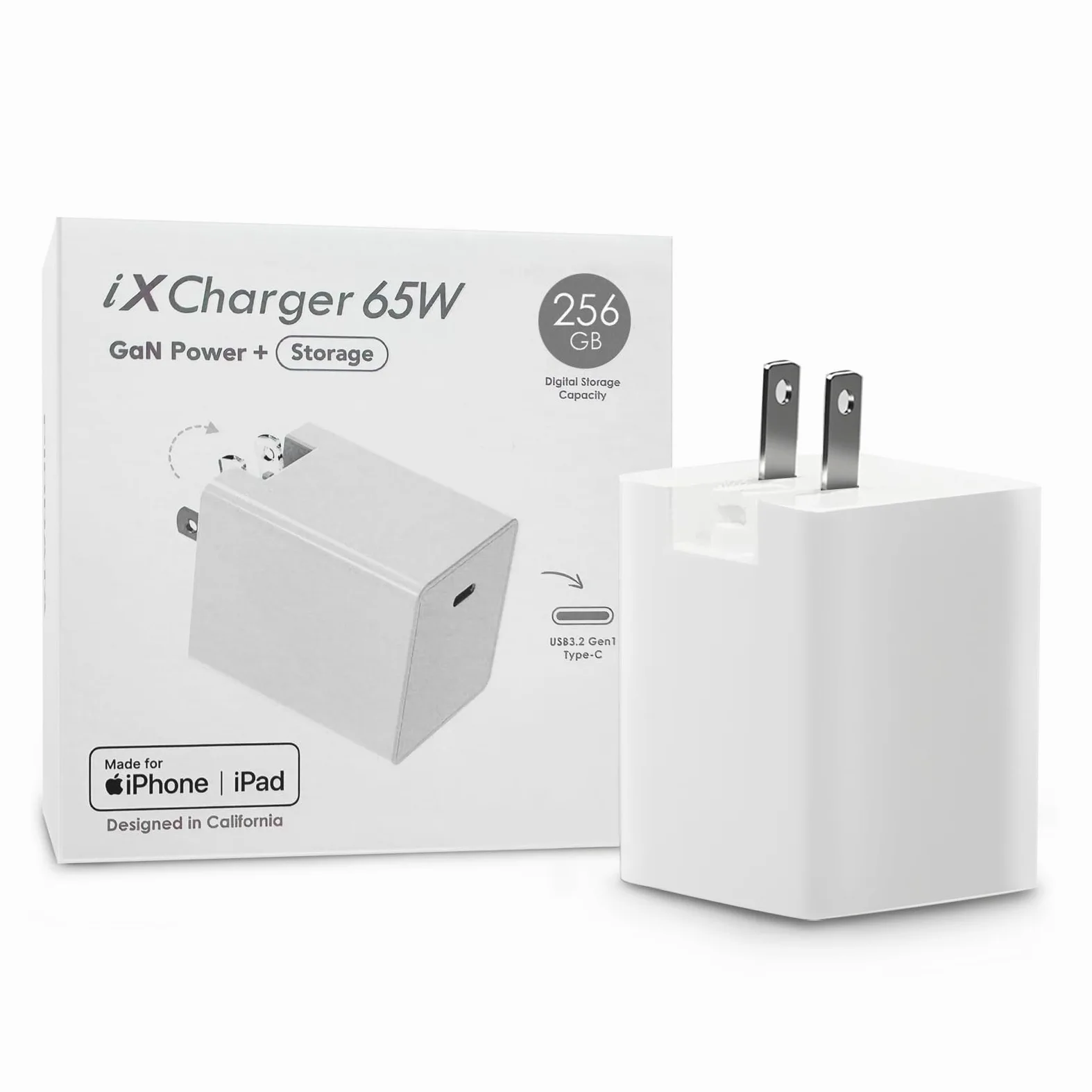 Caricabatterie USB-C iPhone Flash Drive: 65 W ricarica rapida, 256 GB certificato Apple MFi per iPad, Android, laptop, MacBook, archiviazione di backup, memoria esterna, adattatore di