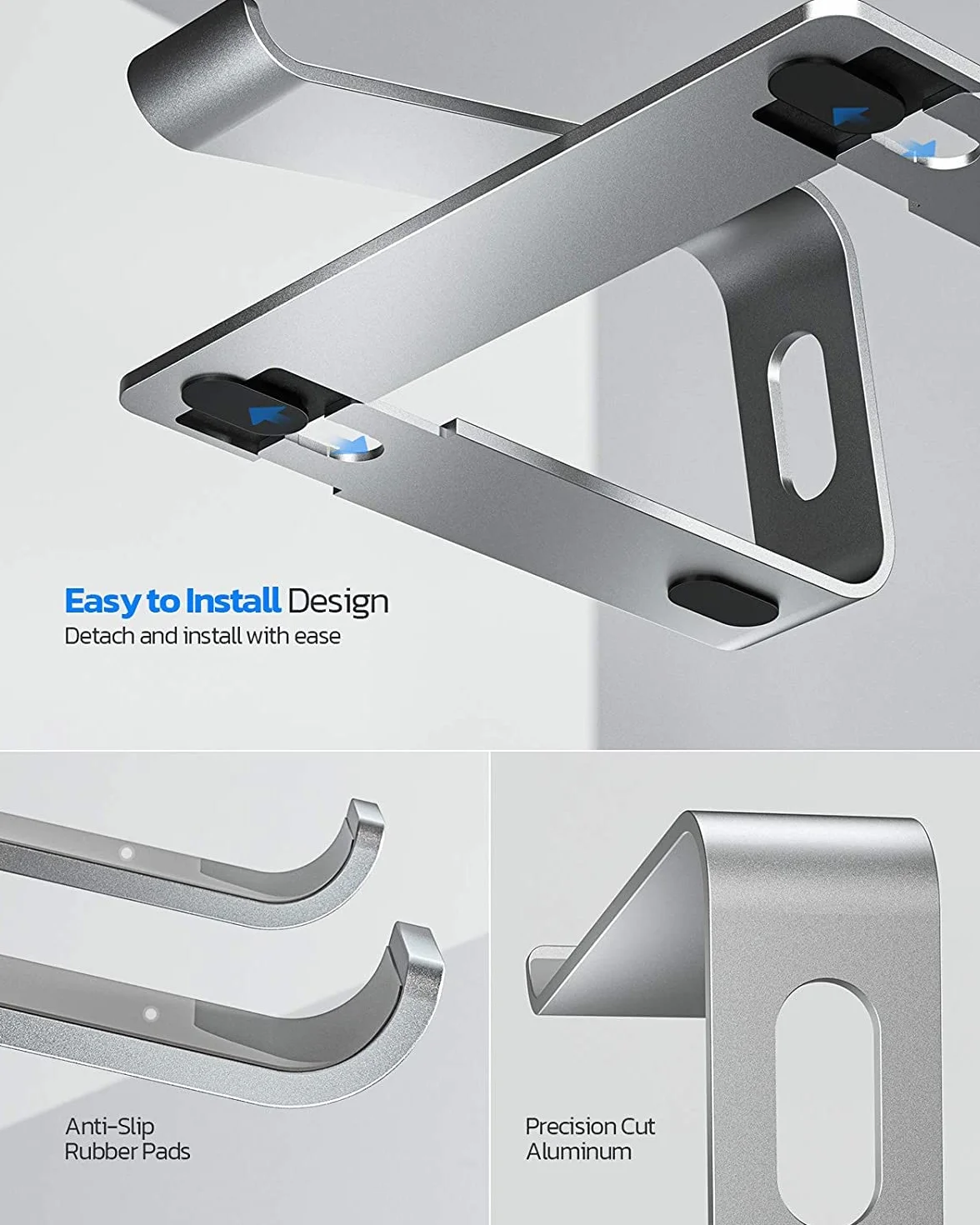Nulaxy Supporto per computer portatile Stand, Supporto, Riser Compatibile con Dell, HP, Samsung, Lenovo Tutti I Computer Portatili 10-16" (Argento