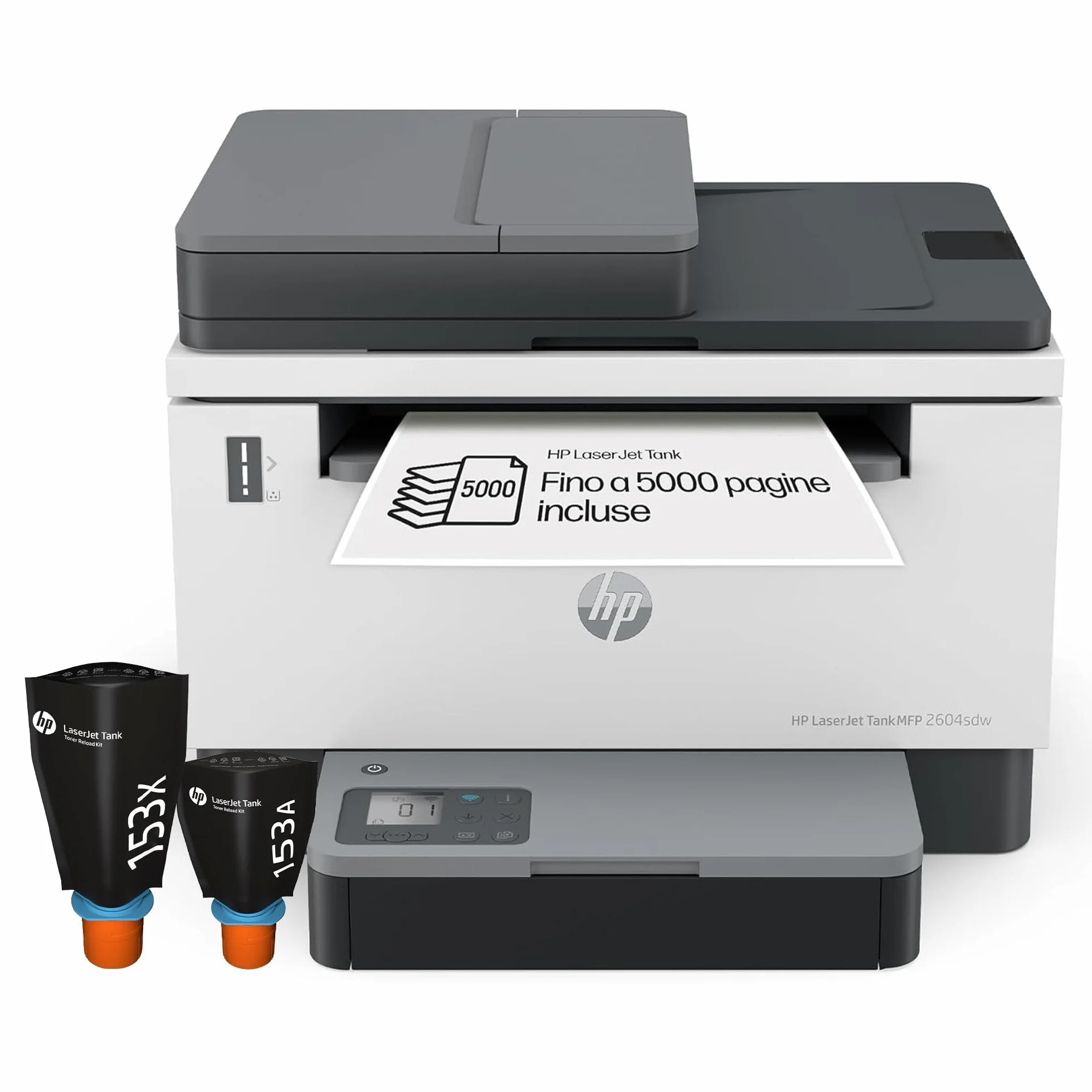 HP Laser Tank 2604sdw 381V1A Monocromatica Multifunzione Stampante Serbatoio Toner Ricarica Rapida Stampa F/R Automatica 22 ppm 5000 Pagine Scansione Wi-Fi USB Bianca