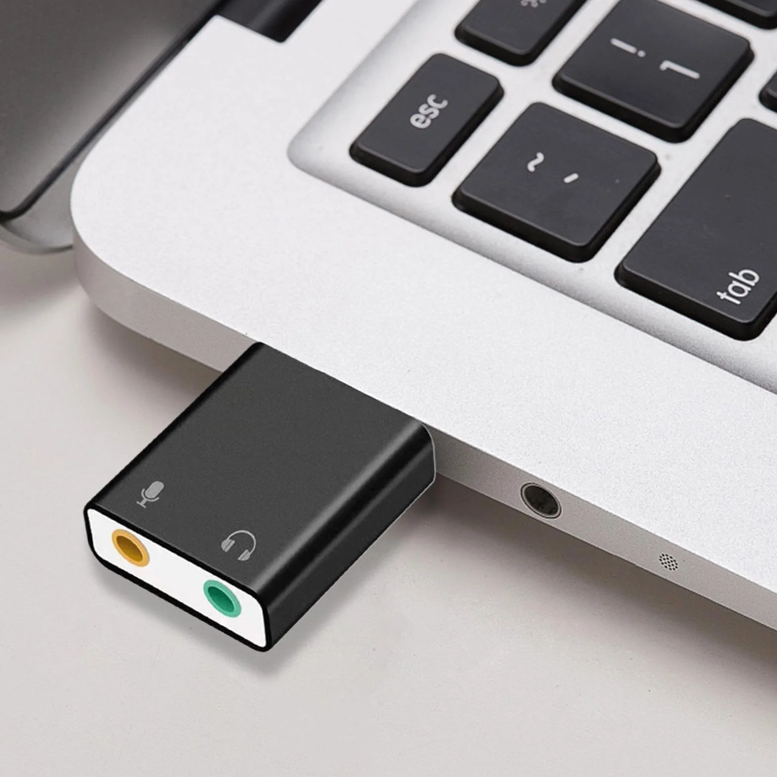 Scheda audio USB – Adattatore audio da 3,5 mm | Convertitore stereo esterno Plug Play, interfaccia in lega di alluminio, jack per microfono per cuffie, compatibile con computer portatile desktop