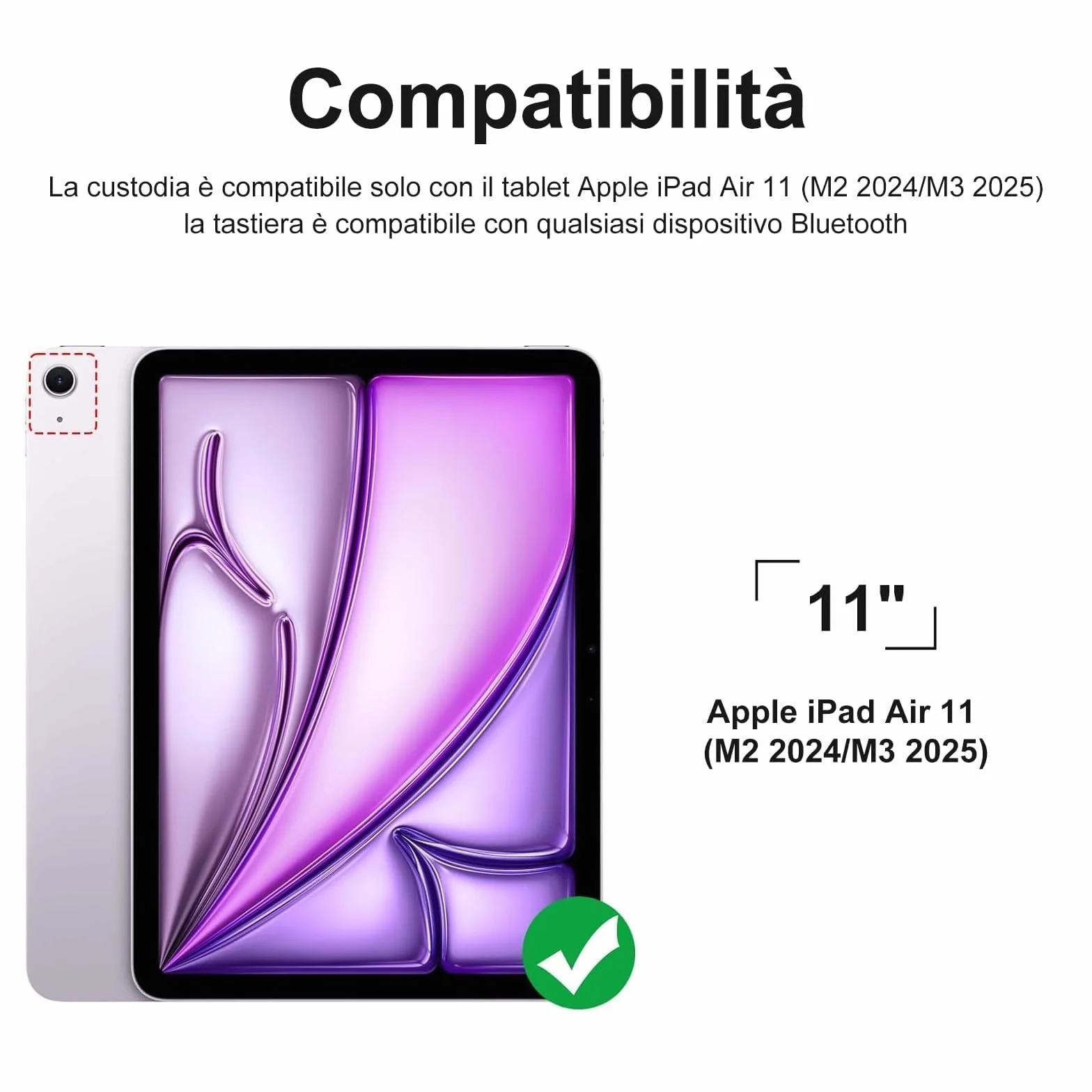 IVEOPPE Tastiera iPad Air 11 M4 2026/M3 2025/M2 2024, Cover Tastiera Italiano QWERTY Bluetooth Staccabile iPad Air 11 Pollici 2024/2025/2026, Nero