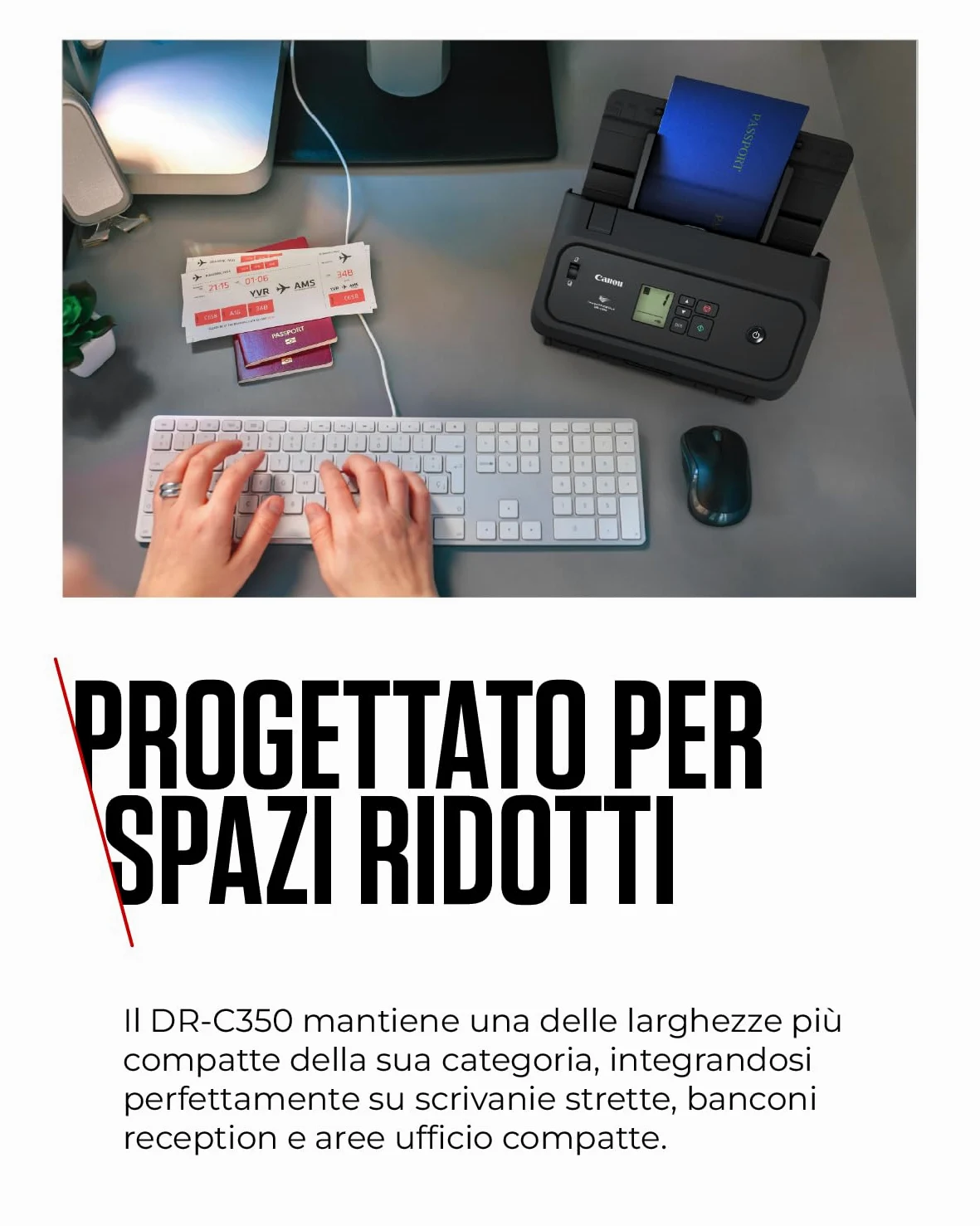Canon imageFORMULA DR-C350 Scanner documenti A4 | Design compatto e avanzata elaborazione immagini per ufficio | Alimentatore automatico da 100 fogli | Con Canon CaptureOnTouch Pro