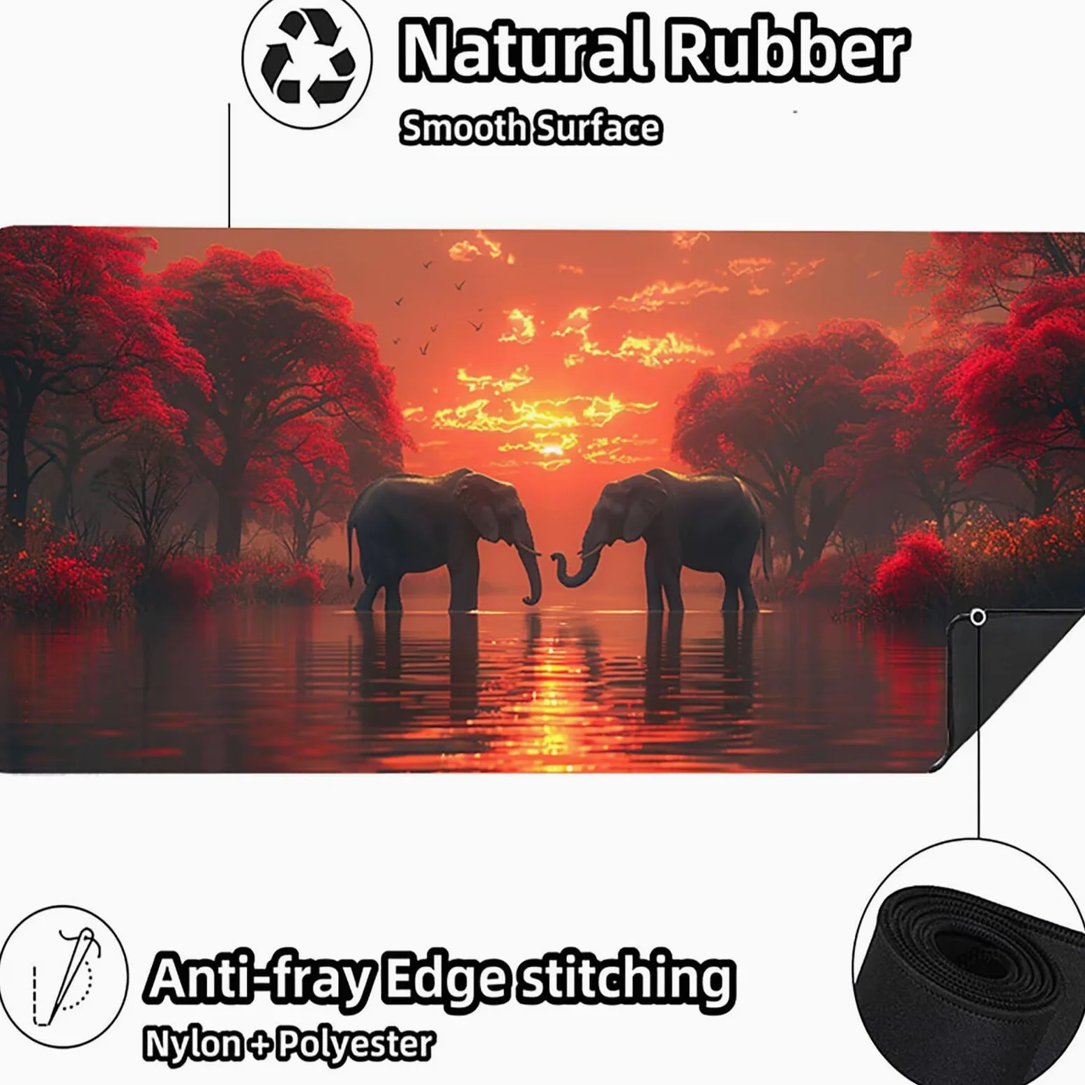 Tappetino Mouse Elefante, Tappetino Mouse XXL 1500 x 800 mm, Gaming Mouse Pad con Base in Gomma Antiscivolo, Mousepad Migliorare la Velocità e la Precisione, Ufficio Accessori Gaming, Rosso 7-8922