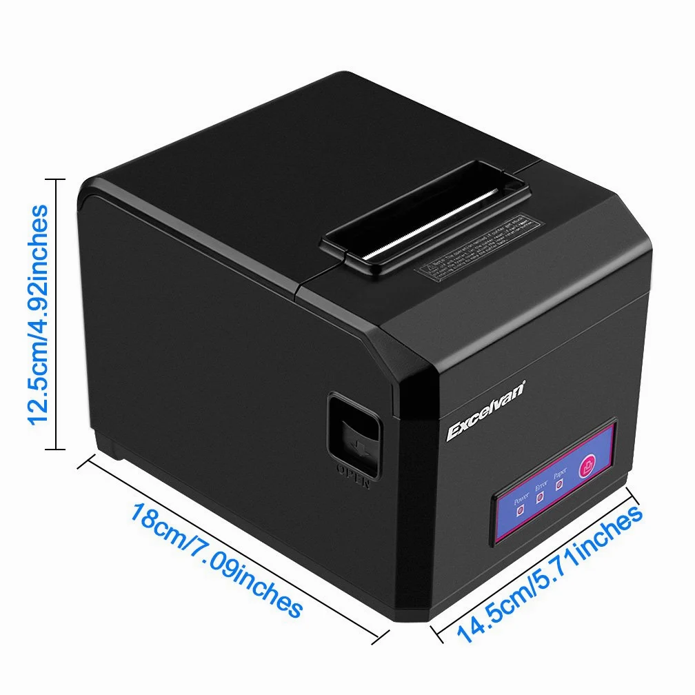 Excelvan Bluetooth 80MM Taglio Automatico Stampante Termica per Ricevute Stampanti a Matrice per Android, Windows, IOS