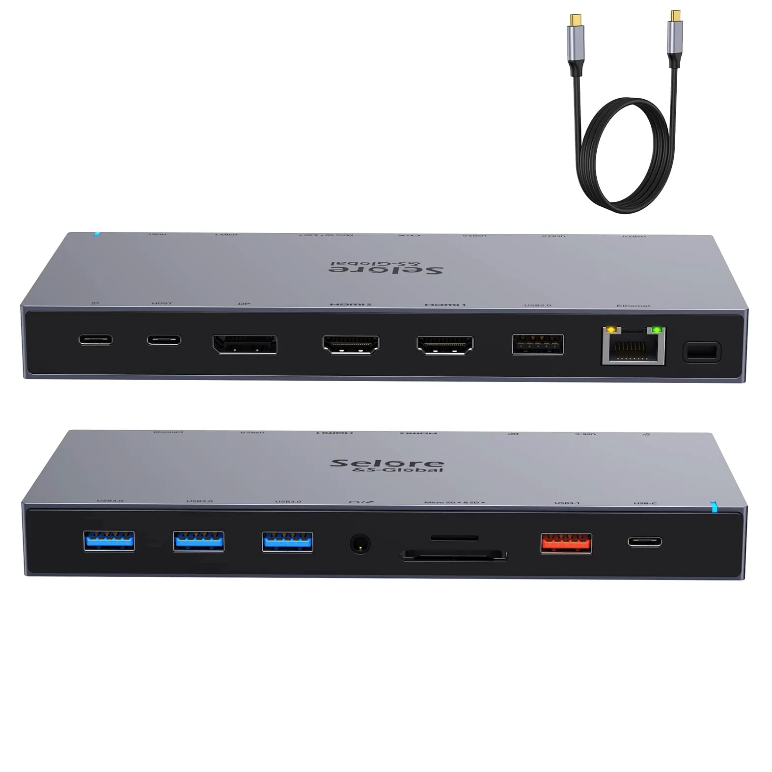 Docking Station USB C 15 in 1 Laptop Docking Station Triplo Display USB C Dock con Doppio HDMI 4K Displayport, 4K DP, 100W PD, RJ45 Ethernet, 10Gbps USB C Data, USB 3.1/3.0/2.0, SD/TF, 3.5mm Audio&Mic