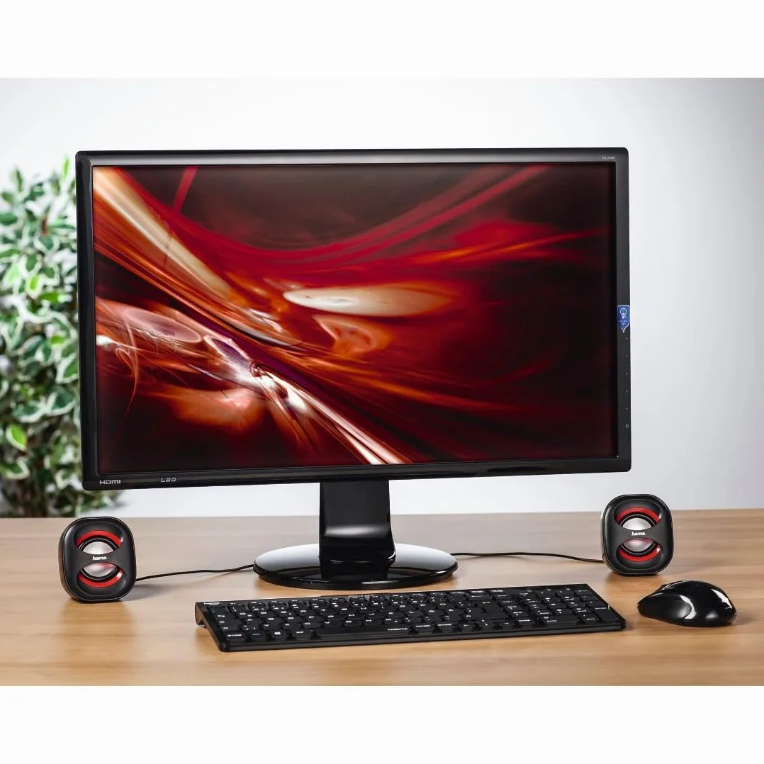 Hama Casse Sonic Mobil 183 per Notebook, RMS 2x1.6W, Connessione USB, Nero/Rosso