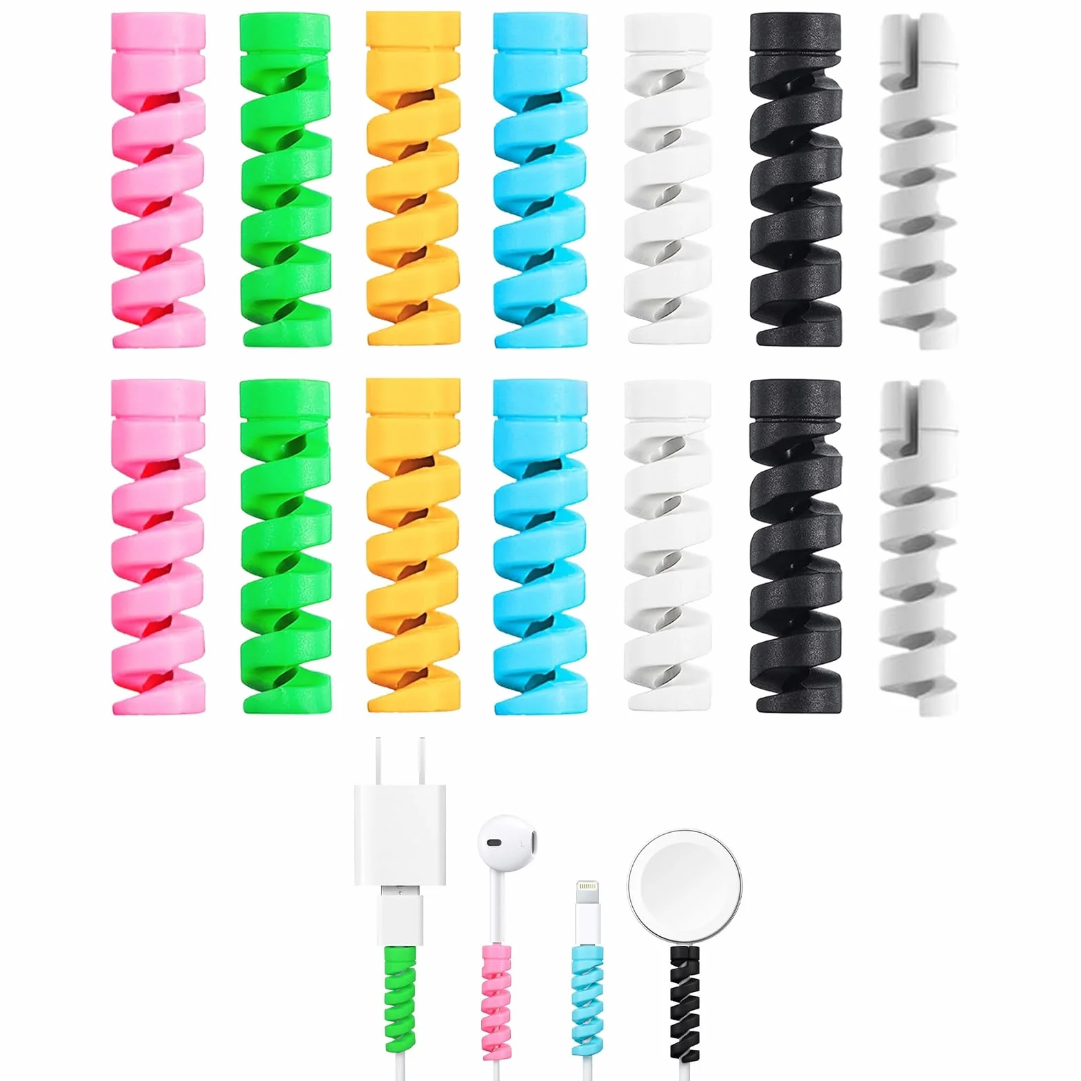 Proteggi cavo Cellulare, 14 Pezzi Salvacavo, Silicone Flessibile per Caricabatterie, Micro USB Protector