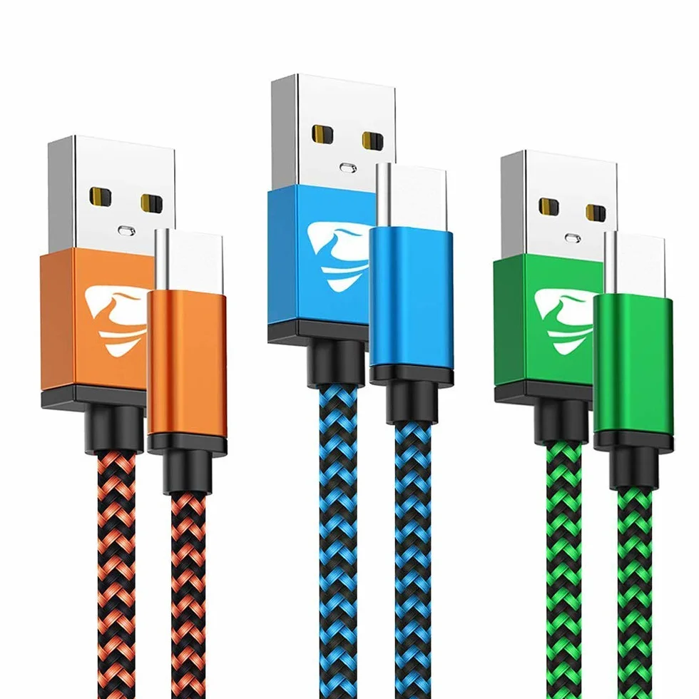 Cavo USB Type-C 2 Metri 3 Pezzi Ricarica Rapida per Samsung S21 S22 S20 S10 S8 S9 A13 A20e A33 A52 A52s A53 A72 A21s Huawei Google Pixel Xiaomi