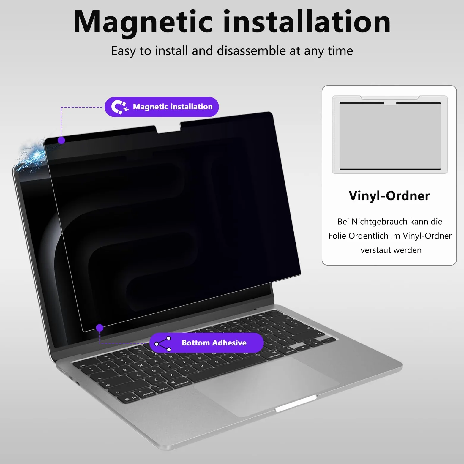 Pellicola Privacy Magnetica per MacBook Pro 16 pollici (2026–2021 M5/M4/M3/M2/M1 Pro/Max), Protettiva per Privacy Mac 16,2", Filtro Anti-Spia Luce Blu, Pellicola Protettiva Rimovibile