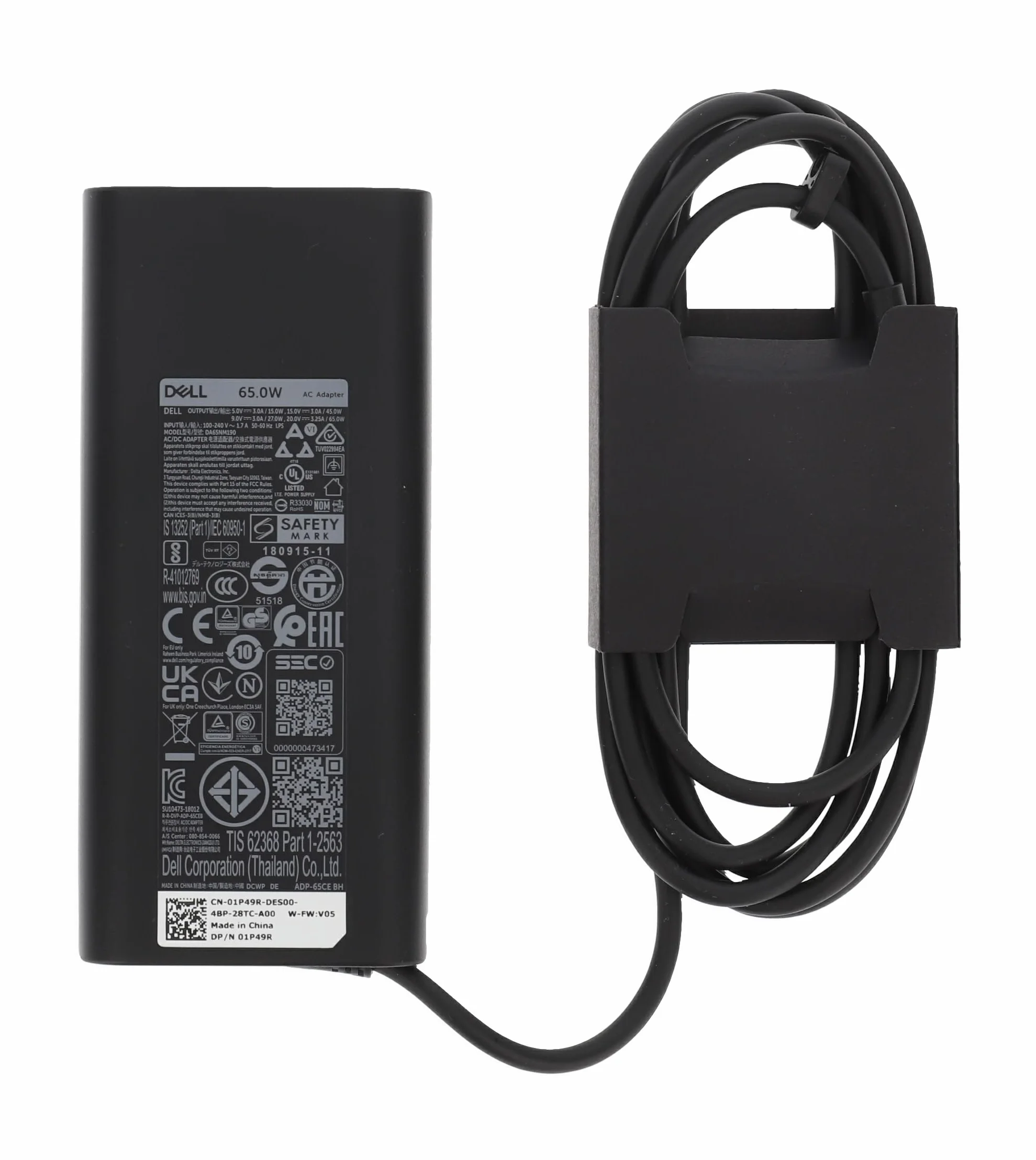 Dell Adattatore di alimentazione caricatore USB-C Type-C 65W WMDHR 2WDR5 2YK0F JYJNW M1WCF HA65NM190 DA65NM190 LA65NM170 XPS Latitude Precision XPS Vostro senza cavo adattatore di alimentazione