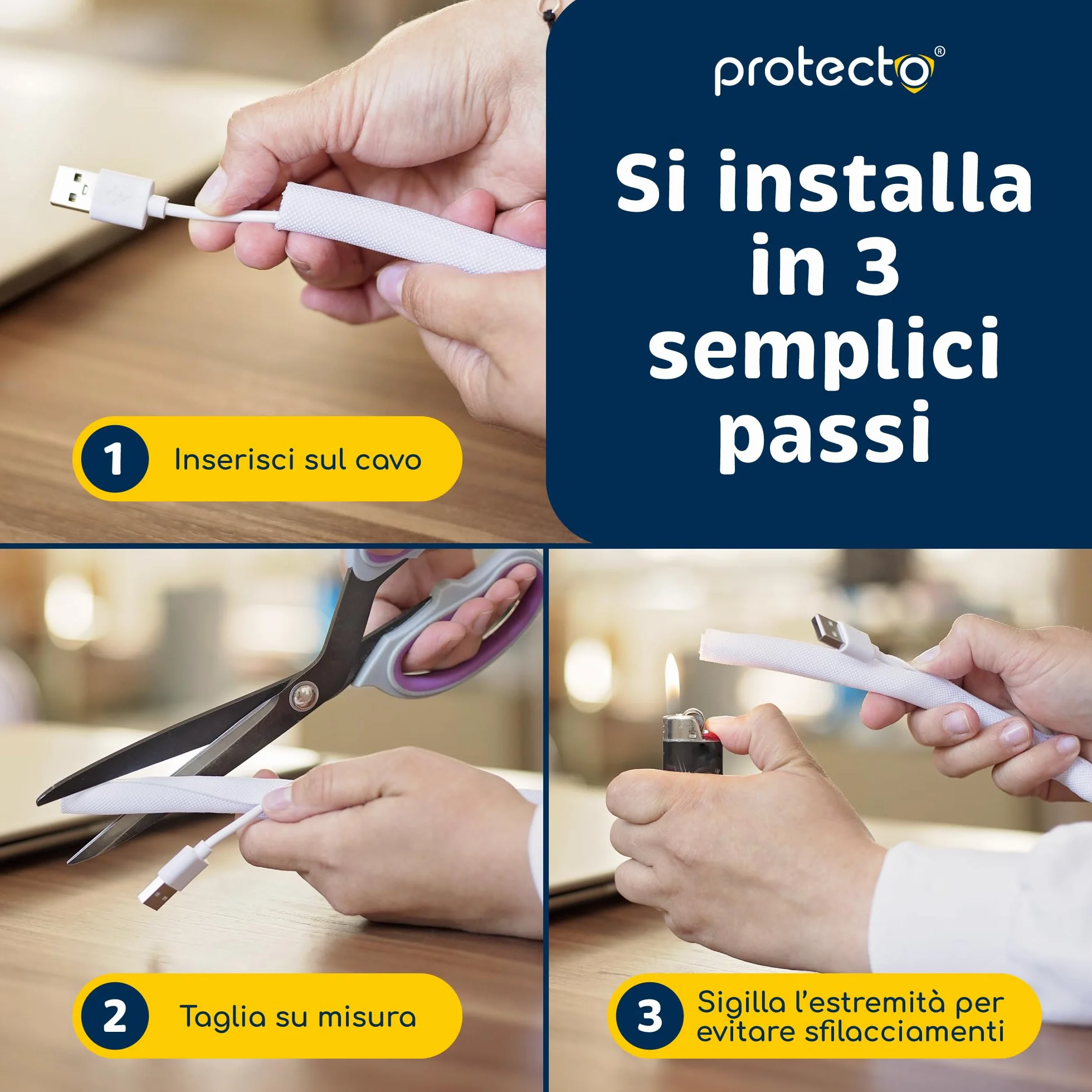 PROTECTO Protezione per cavo resistente per cani e gatti, diametro 1,27 cm, 3 m, facile da usare, per animali domestici, trasparente, inodore, colore bianco, soluzione senza masticazione