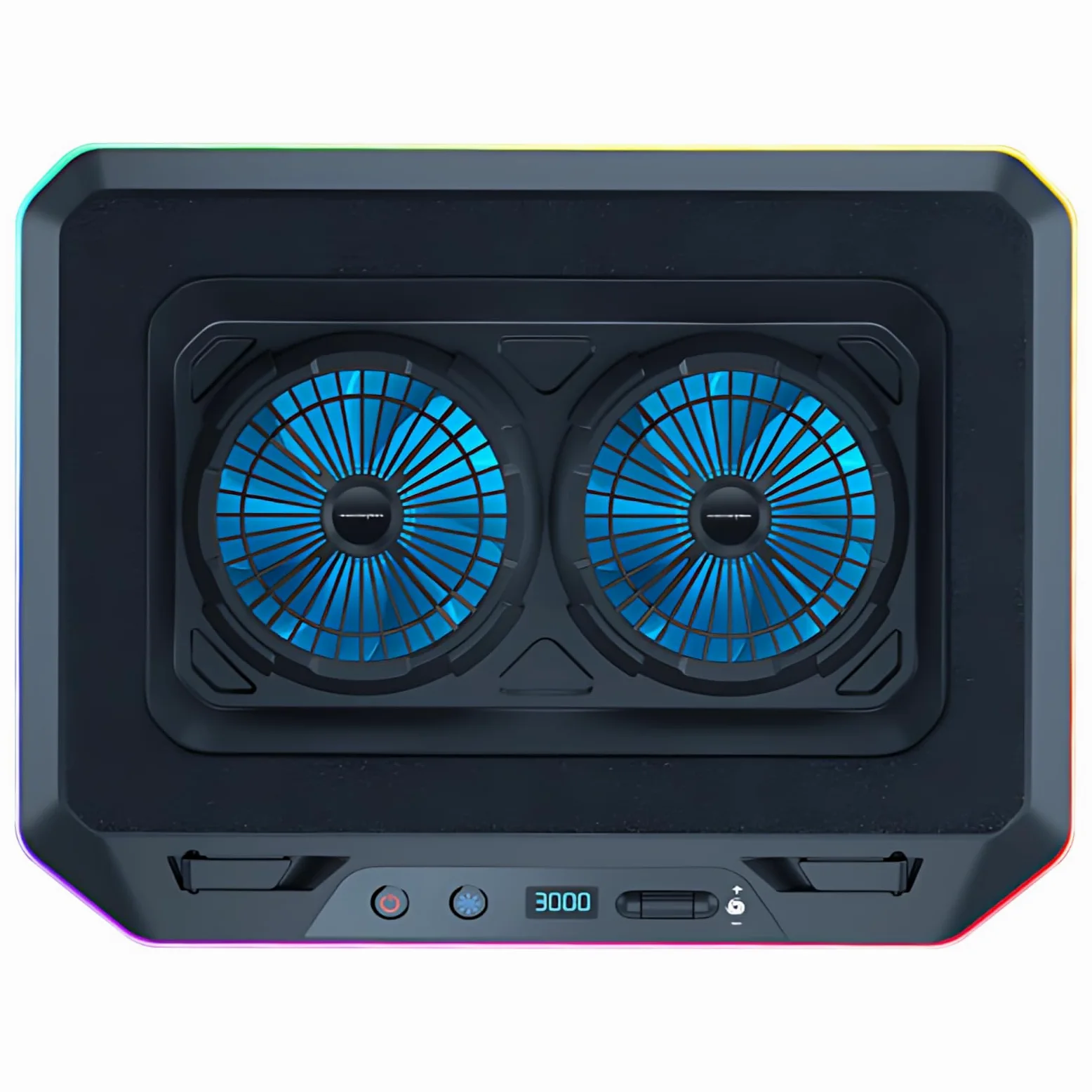 Gaming Laptop Cooling Pad, Dual Turbofan, Hub USB RGB, Adatto per 15-21 Pollici Laptop, Riduzione del rumore, Velocità Ventola Regolabile, 4 Porte USB, 41 x 29,6 cm