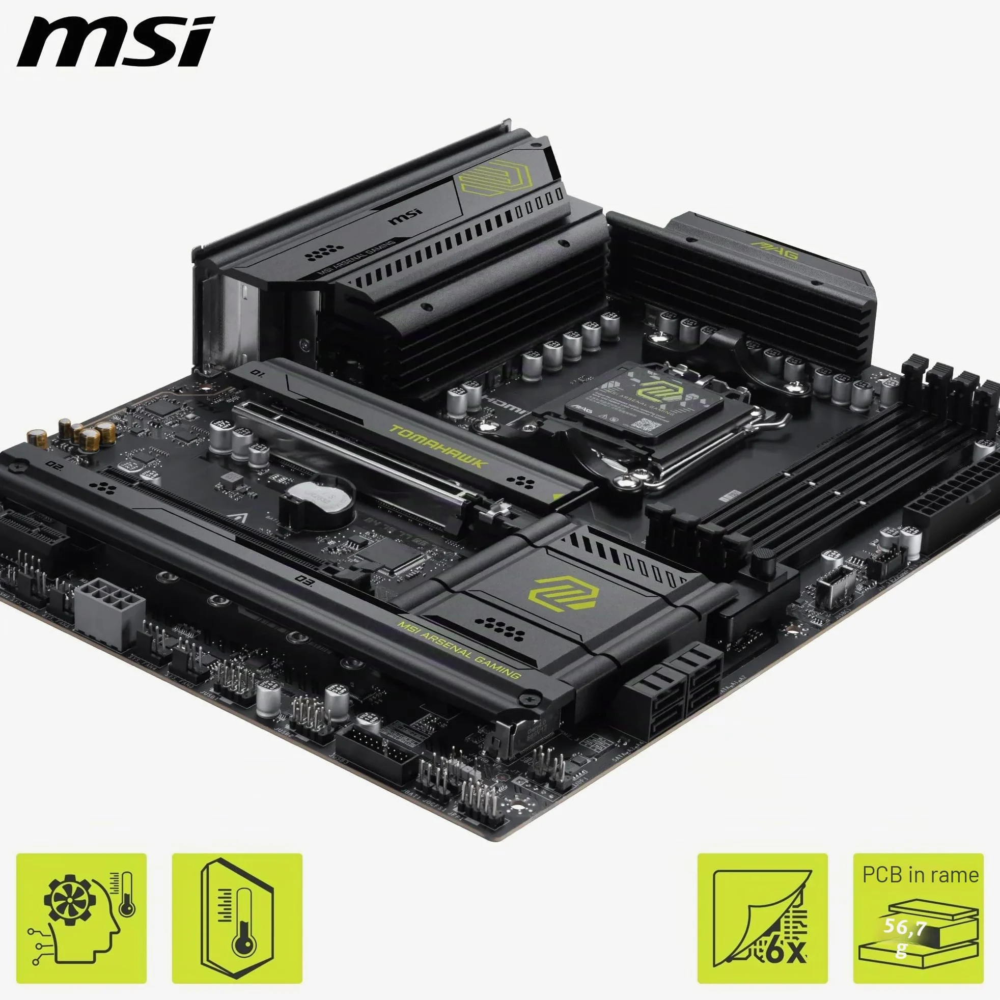 MSI MAG B850 TOMAHAWK WIFI Scheda madre, ATX - Supporta processori AMD Ryzen 9000/8000/7000, AM5-80A SPS VRM, DDR5 Memory Boost 8200+ MT/s (OC), PCIe 5.0 x16, M.2 Gen5, Wi-Fi 7, 5G LAN