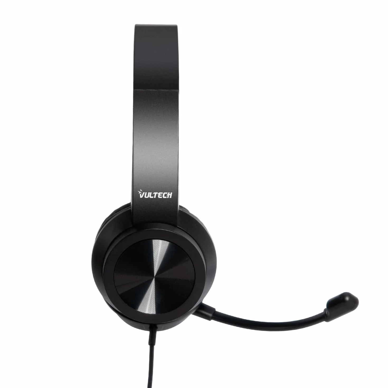 VulTech HS-03 Cuffie On-Ear USB Nero con Microfono con archetto regolabile con controller volume e muto, per PC, ufficio, Computer, Portatile, Laptop, Macbook, Teams, Meet, Zoom - Headset