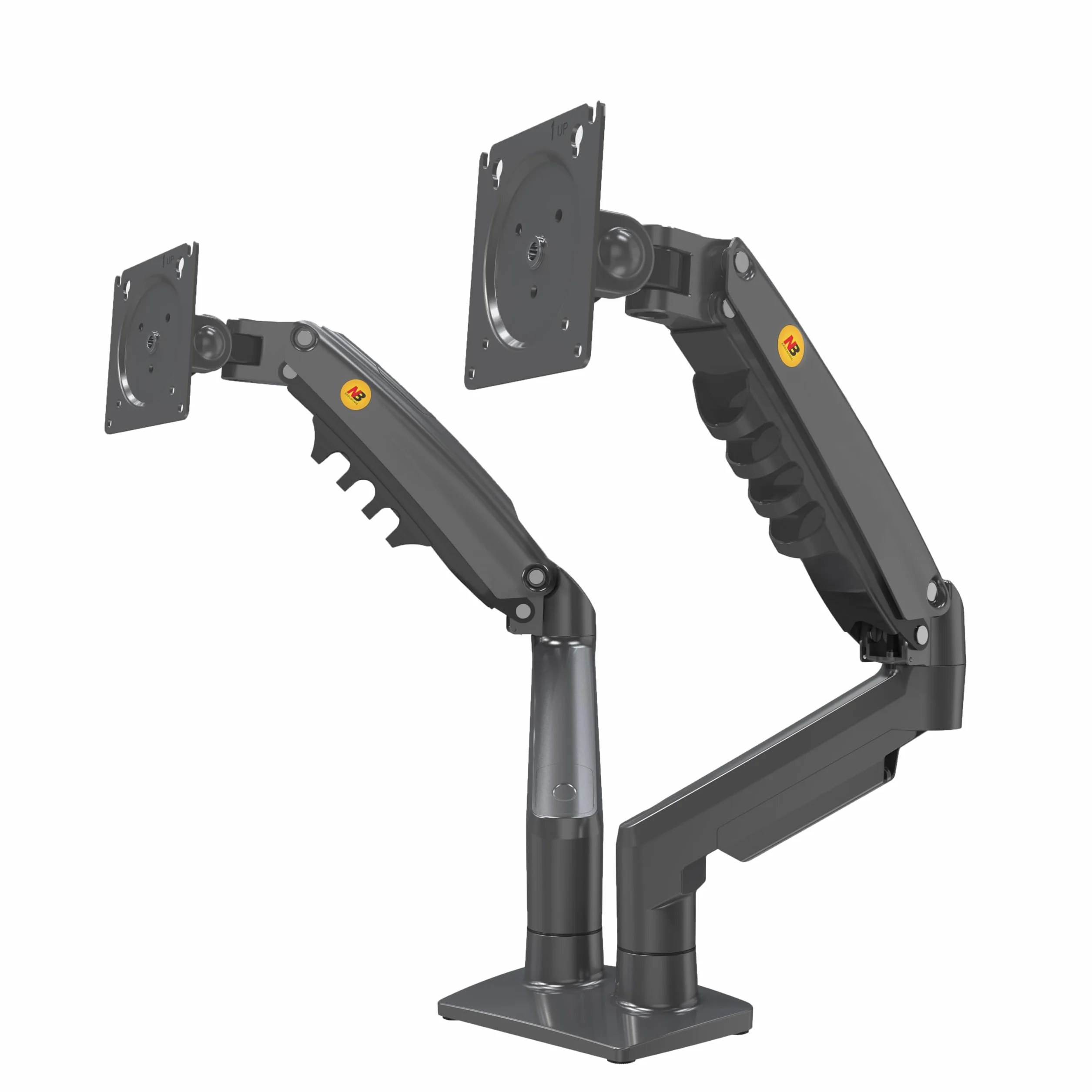 Ergosolid Supporto da scrivania per 2 Monitor PC LCD LED 17" - 27" Regolazione in più Assi, Girevole, Molla a Gas Fino a 2 x 9 kg