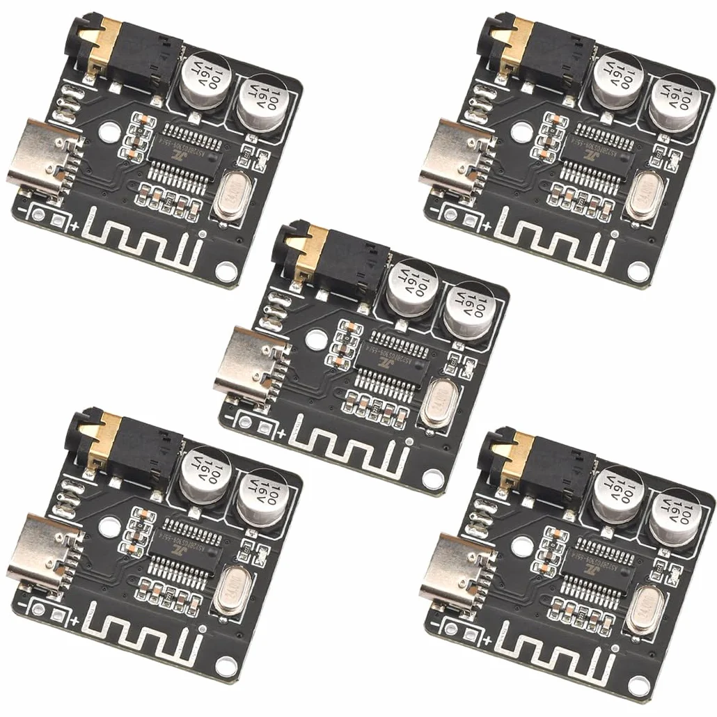 Hailege 5pcs VHM-314 MP3 Scheda di decodifica senza perdita di dati Bluetooth 5.0 USB-C Audio Bluetooth Scheda ricevitore Modulo musicale stereo wireless