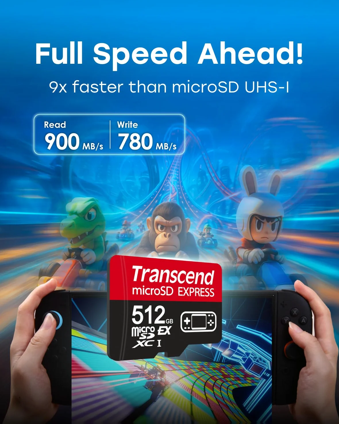 Transcend Scheda microSD Express da 256 GB, fino a 900 MB/s, per dispositivi Nintendo Switch 2/AR VR, scheda di memoria video 4K 8K UHD per ROG Ally/Steam Deck/MSI Claw/GoPro/Insta360/DJI/Drone/Camera