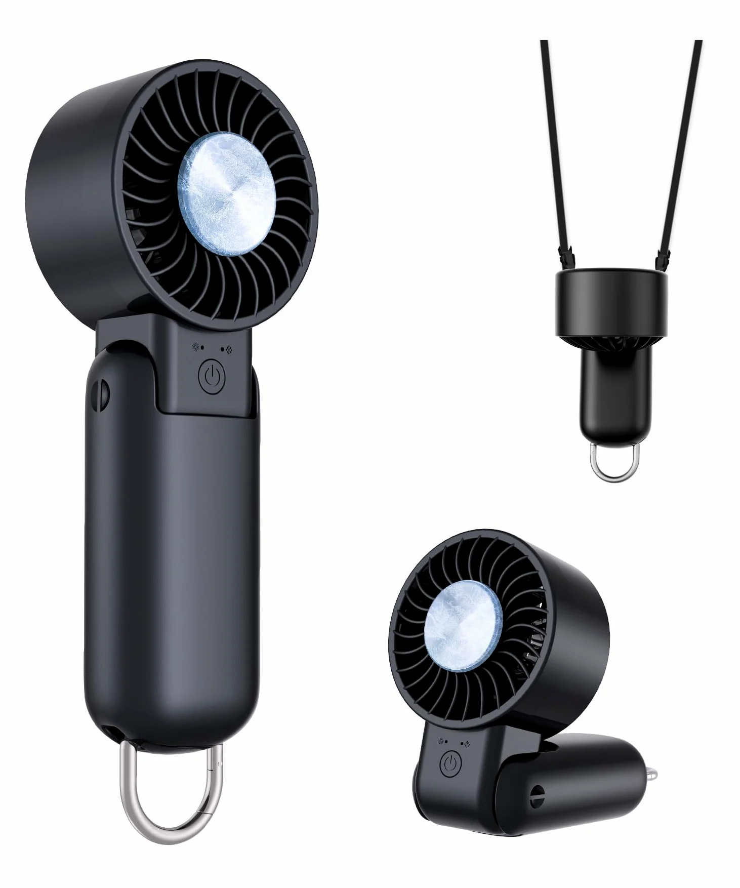 Ventilatore portatile portatile con display a LED, turbocompresso, raffreddamento a lunga durata, 5 velocità, 113,4 g, leggero, ricaricabile tramite USB, mini ventilatore personale, regalo per donne