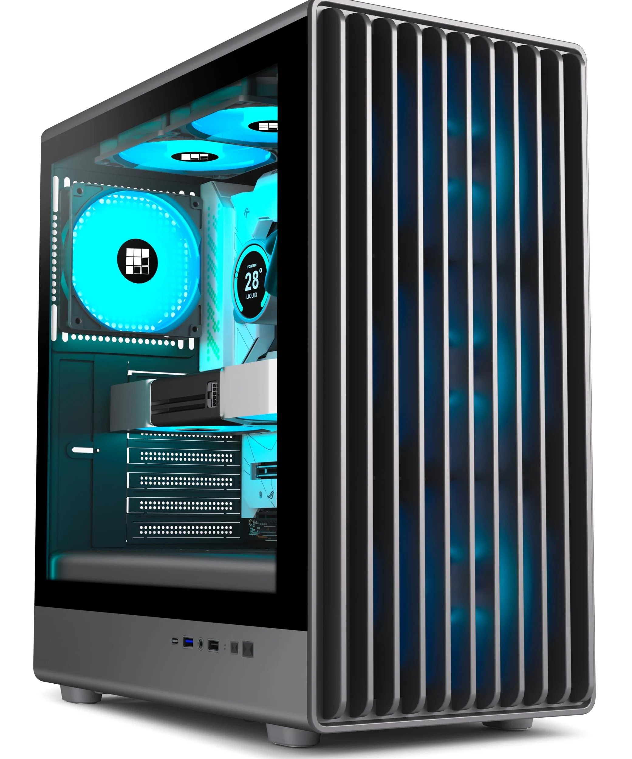 FOIFKIN K6 Case PC ATX con 6 Ventole PWM ARGB-(3 x 140 mm e 3 x 120 mm), Case PC Mid-Tower in Mesh, Alto flusso d'aria, Supporto RAD 240 mm, Case ATX Nero, Case PC Gaming, Type-C (Nero, K6)