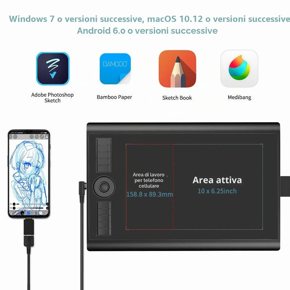GAOMON M10K PRO 10 Pollici Tavoletta Grafica con Stilo AP32, Tavola Grafica per Disegno, Compatibile con Android/Windows/Mac, Adatta per l’Home Office e l’E-Learning