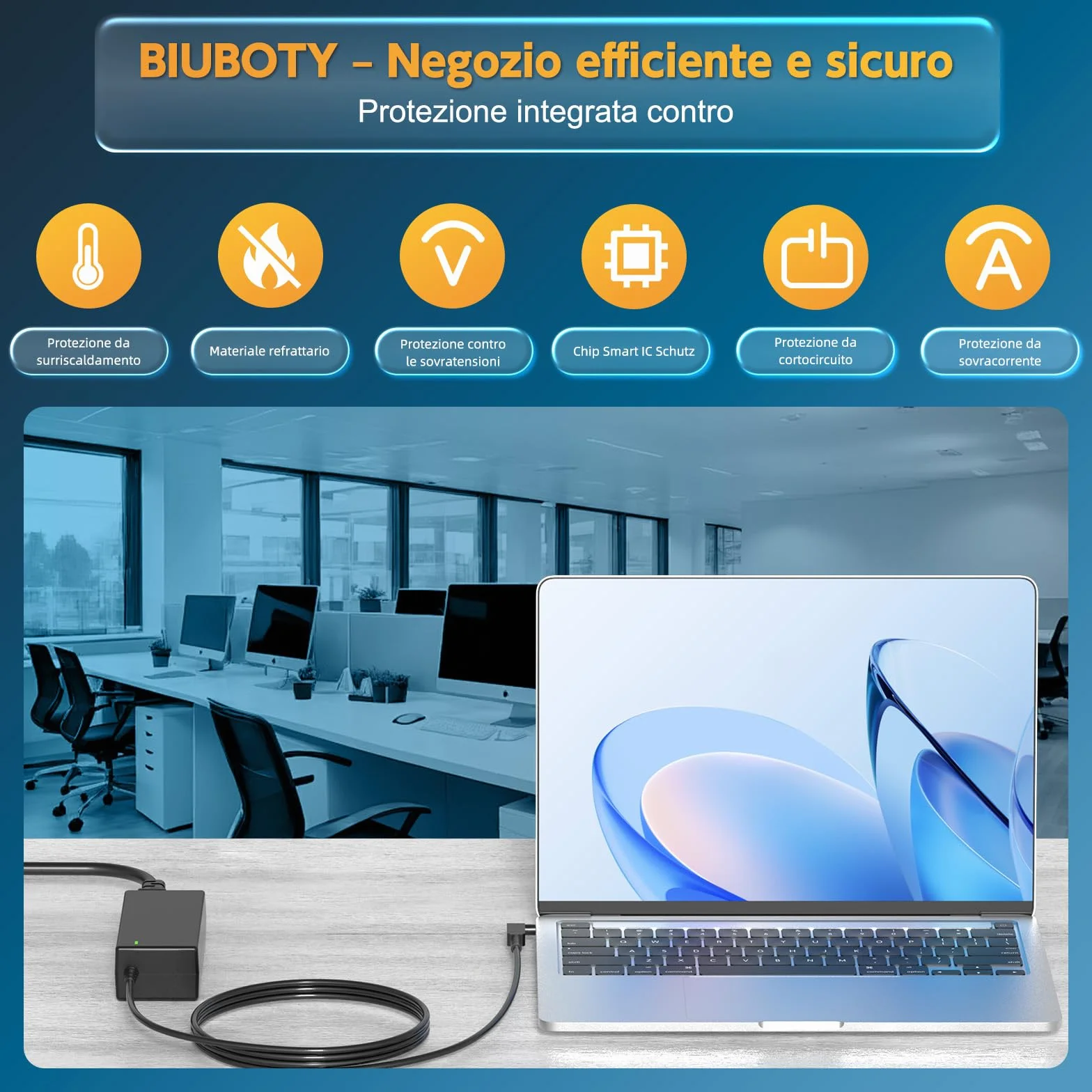 BIUBOTY Caricatore 65W laptop Compatible con Acer Aspire 1 3 5 Series A315 A515 A314 A317 A115/ Spin 1 3 5/ Swift 1 3/ A515-54 A515-55 A515-56 N20C5 N15Q8 N15Q9 N15Q10 N16P1 AC Adattatore 3.0 * 1.1mm