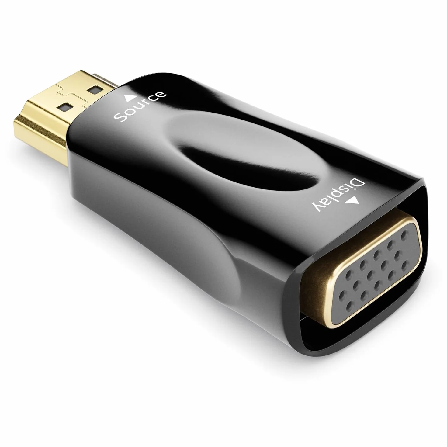 deleyCON Adattatore Convertitore HDMI (Sorgente) a VGA (Display) - 1080p Full HD - (per Monitor/Beamer/Proiettore VGA) - per PC/Computer/Laptop a Monitor/Beamer - Nero