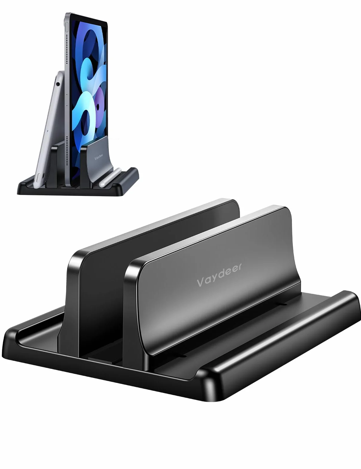 VAYDEER Supporto verticale laptop, supporto verticale 3 in 1 salvaspazio per posizionamento verticale, compatibile con MacBook Air, MacBook Pro, iPad, tablet notebook fino a 17,3 pollici, bianco