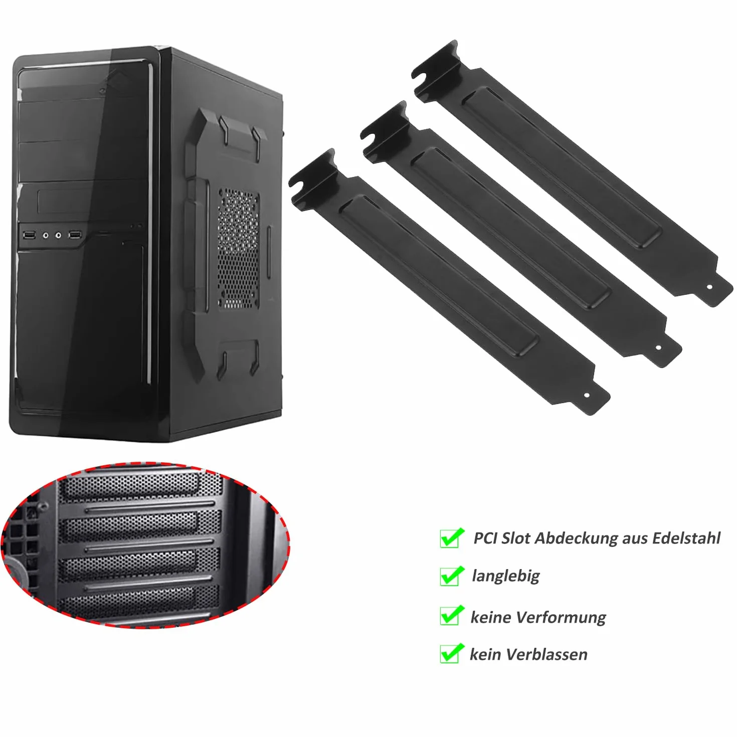 Copri Slot PCI, Confezione da 10 Copri Slot PCI, Piastra di Copertura del Filtro Antipolvere in Acciaio Duro Perforato, Con Viti, Nero